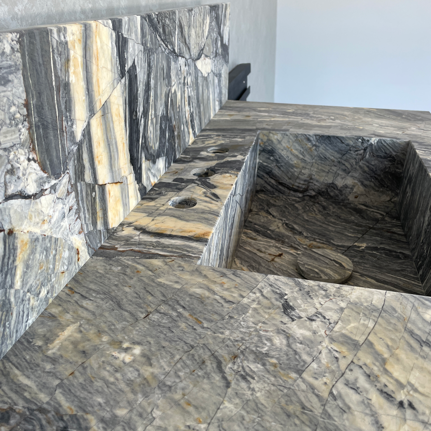 Handmade Vegas Blue Marble Sink: Custom Vanity Top (NS-073)