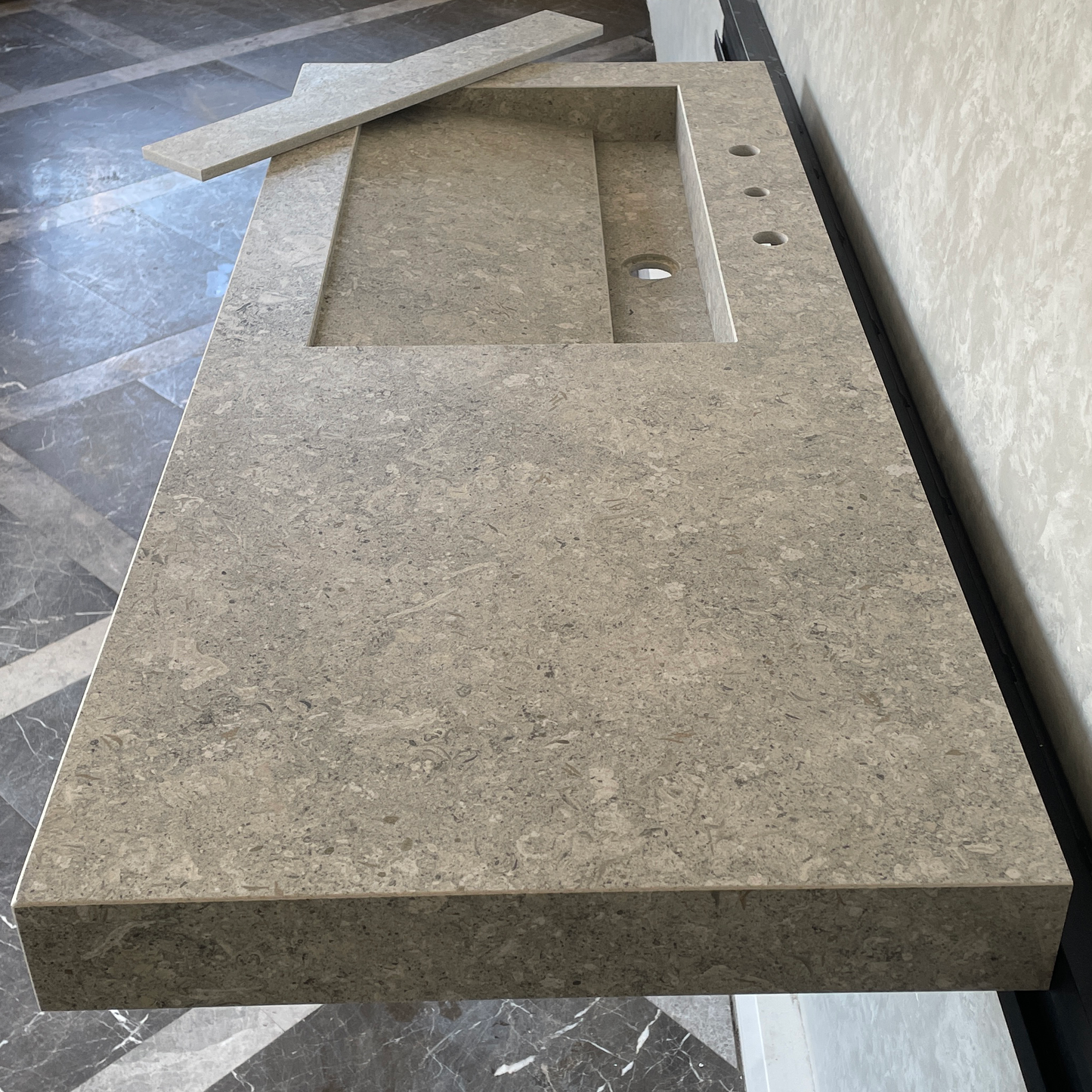 Handcrafted Custom Dekton Grigio Porcelain Bathroom Sink: Custom Vanity Top or Wall Mount (ES-043)