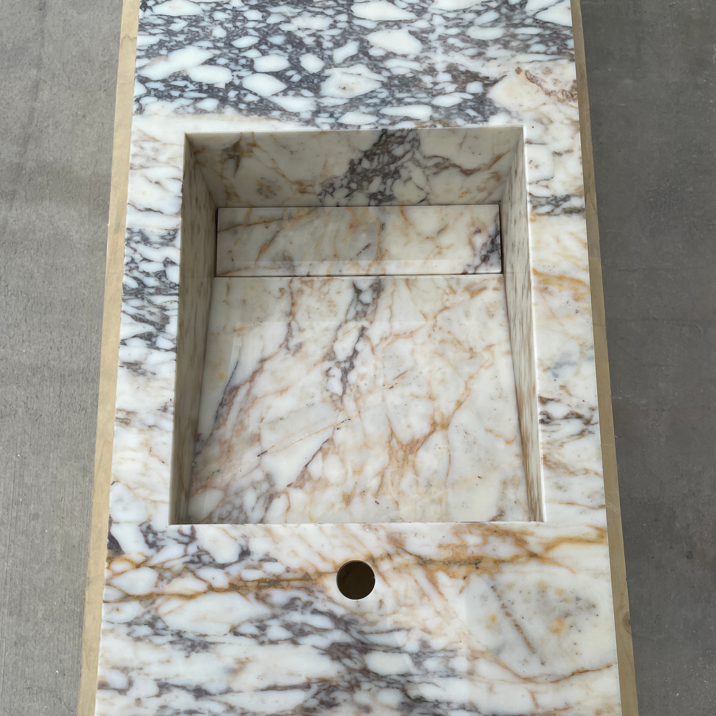 Handmade Calacatta Viola Marble Sink: Custom Vanity Top (NS-145)