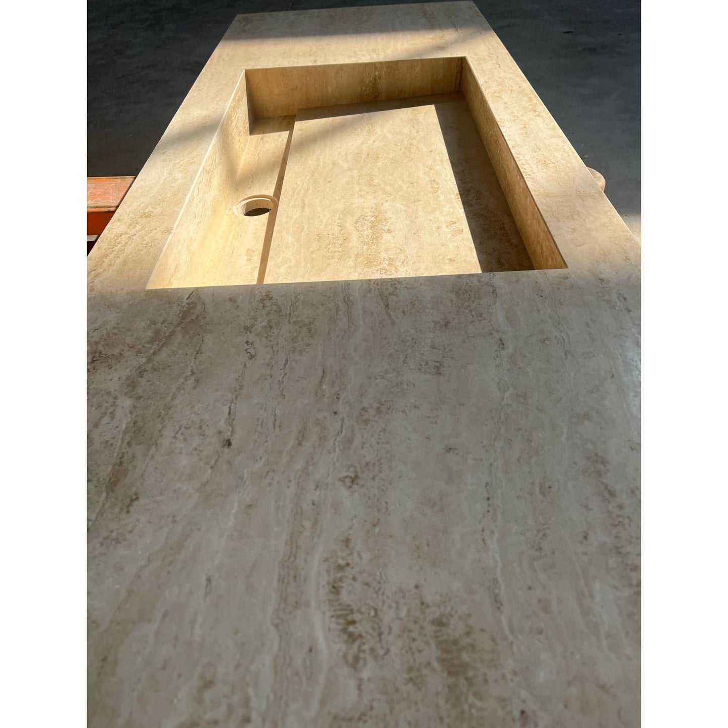 HANDCRAFTED CUSTOM TRAVERTINE SINK (TR-100)