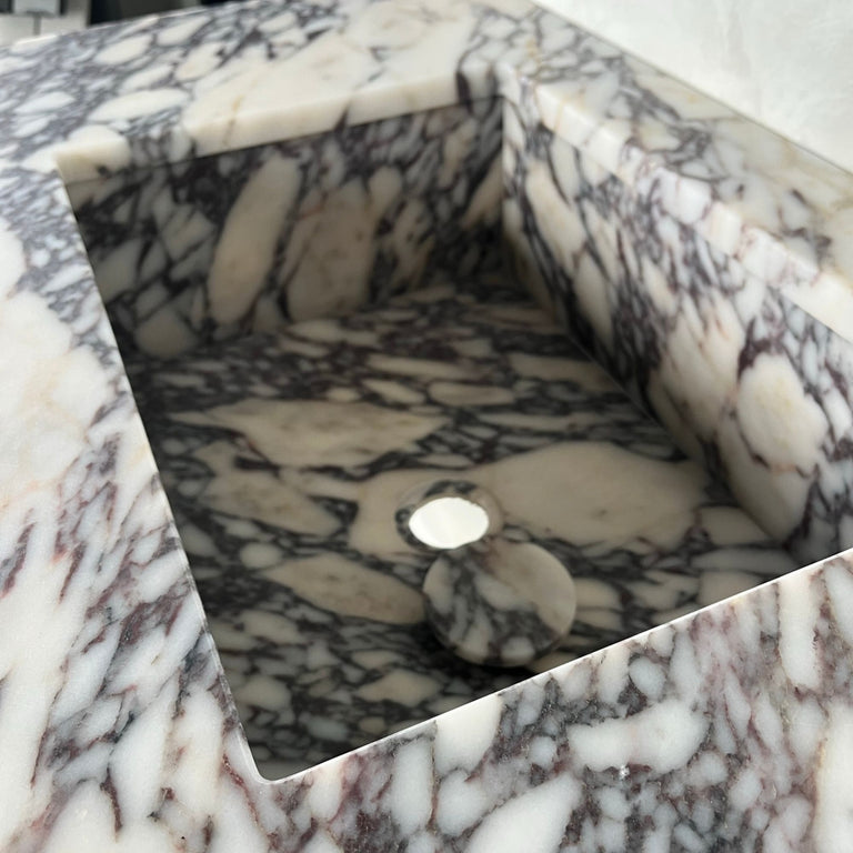 HANDCRAFTED CUSTOM CALACATTA VIOLA MARBLE SINK (NS-082)