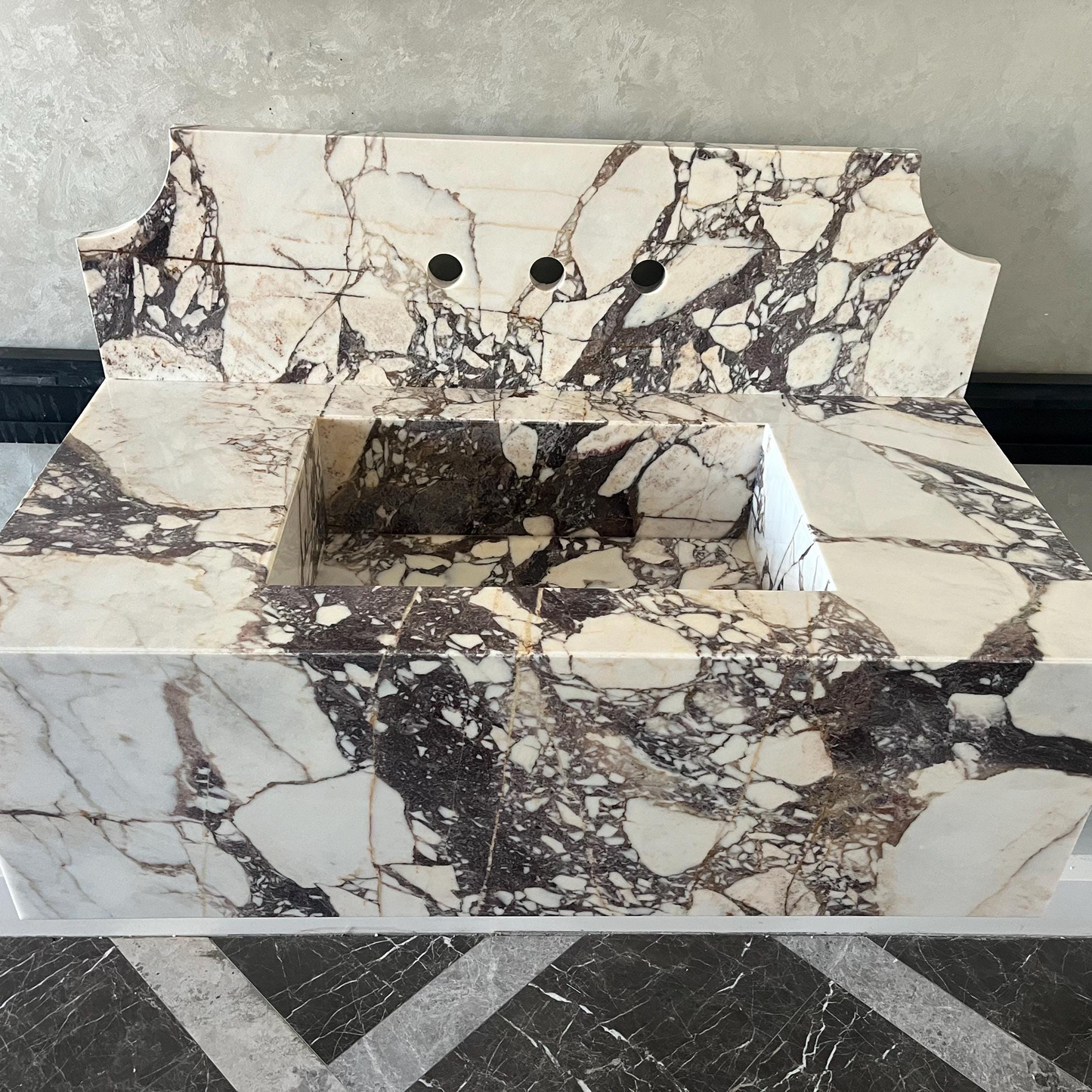 Handmade Calacatta Viola Marble Sink: Custom Natural Stone Bathroom Vanity (NS-055)