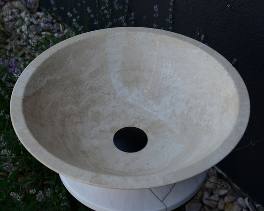 HANDCRAFTED LIGHT BEIGE TRAVERTINE SINK