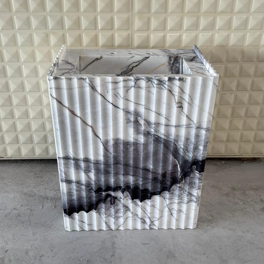 READY TO SHIP! Handcrafted Lilac Marble Pedestal Sink, Free-Standing Bathroom Vanity (NS-220)