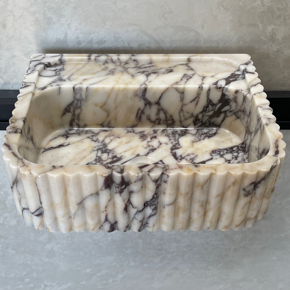 Hand Carved Custom Fluted Calacatta Viola Marble Sink (NS-031)