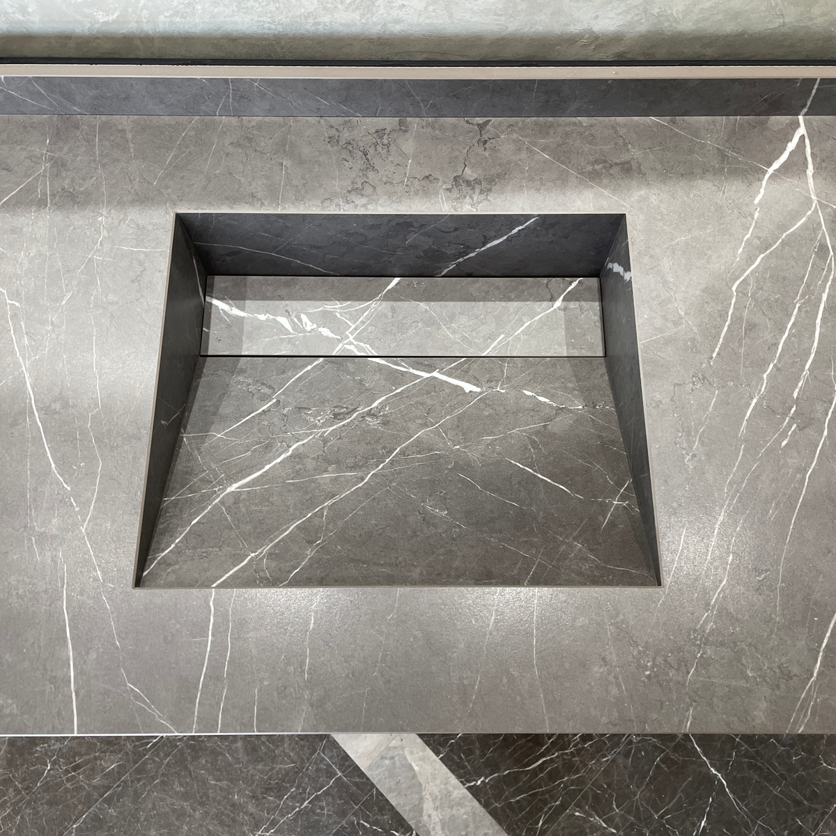 Handcrafted Custom Infinity Pietra Grey Porcelain Bathroom Sink: Custom Vanity Top or Wall Mount (ES-053)