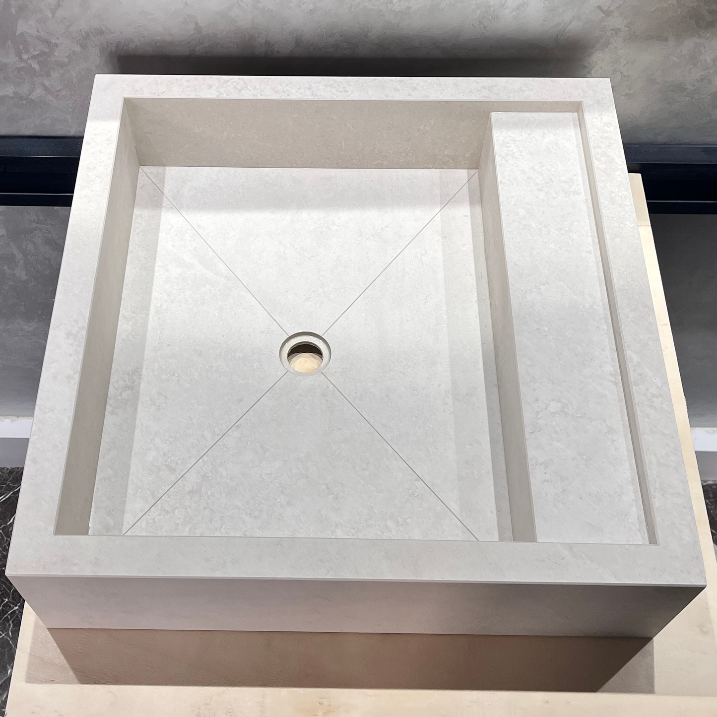 Handmade Infinity Chianca Di Ostuni Porcelain Sink: Marble Look, Custom Bathroom Vanity (ES-048)