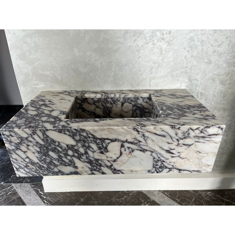 HANDCRAFTED CUSTOM CALACATTA VIOLA MARBLE SINK (NS-082)