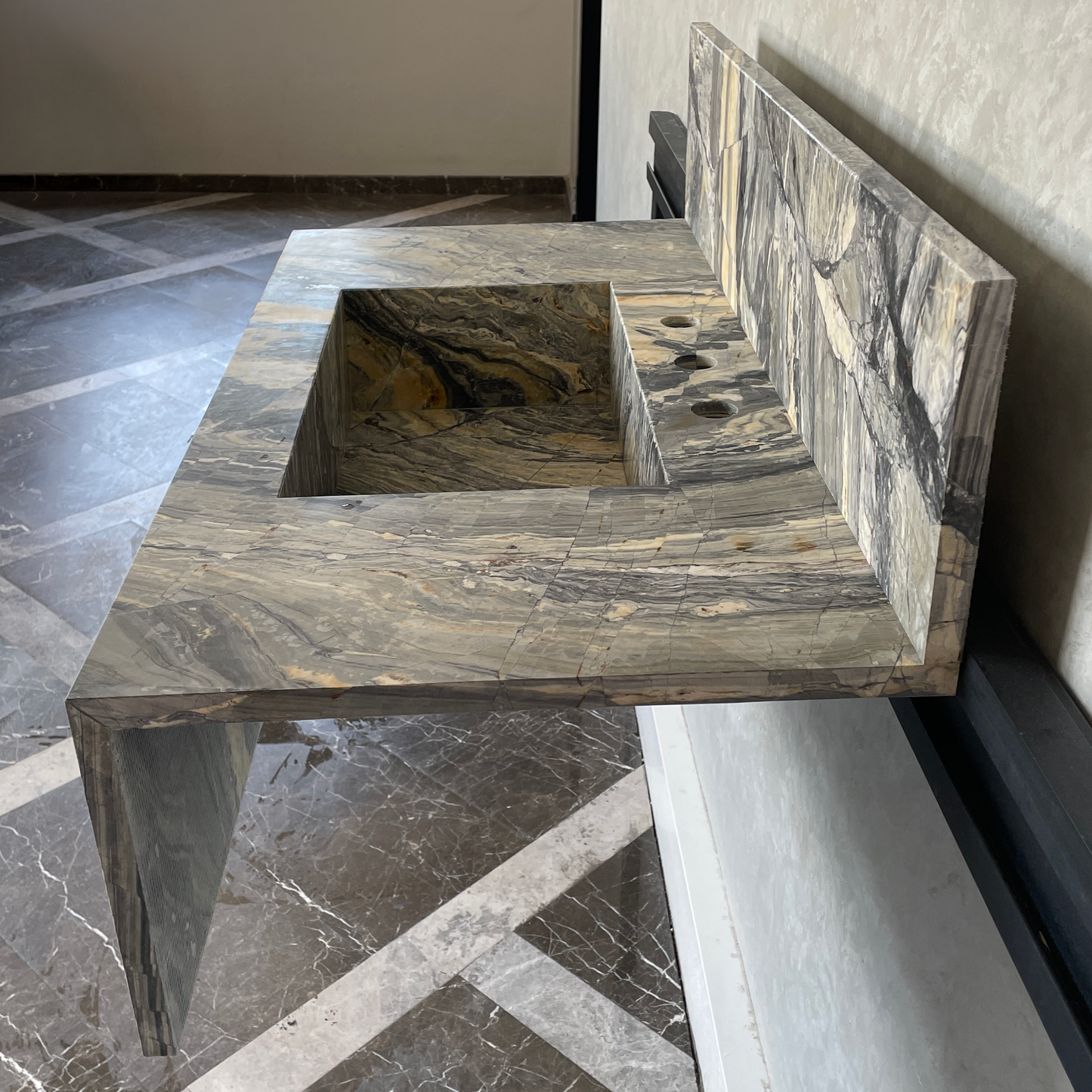 Handmade Vegas Blue Marble Sink: Custom Vanity Top (NS-073)