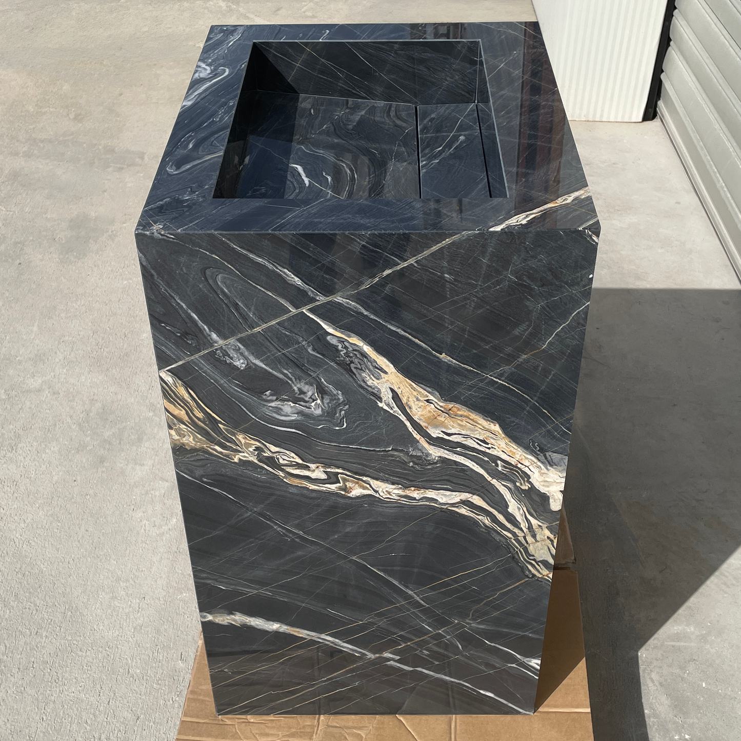 Handmade Nero Picasso Marble Pedestal Sink: Custom Bathroom Vanity (NS-155)
