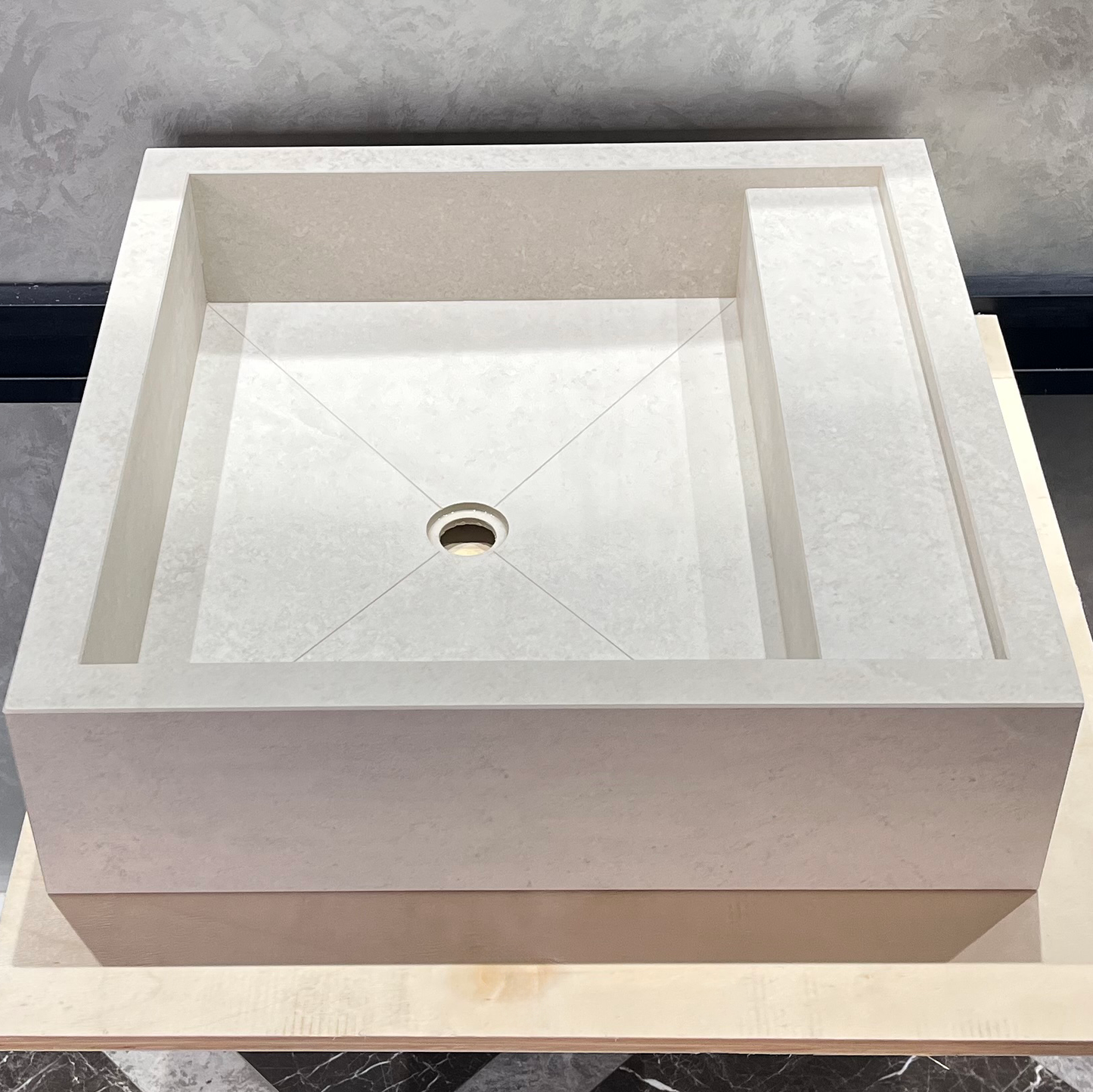 Handmade Infinity Chianca Di Ostuni Porcelain Sink: Marble Look, Custom Bathroom Vanity (ES-048)