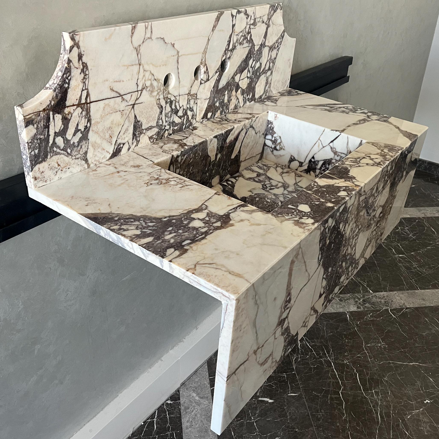 Handmade Calacatta Viola Marble Sink: Custom Natural Stone Bathroom Vanity (NS-055)