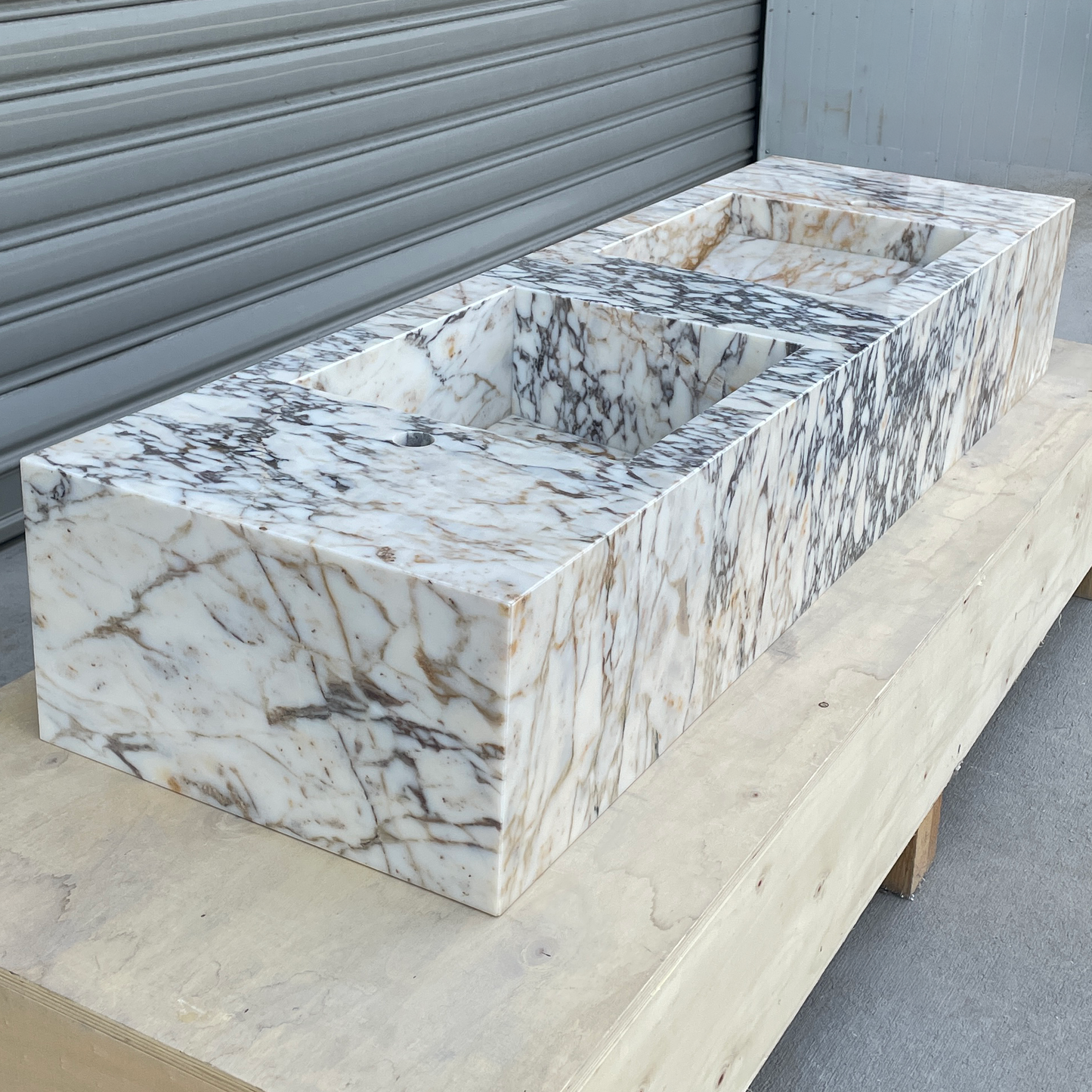 Handmade Calacatta Viola Marble Sink: Custom Vanity Top (NS-145)