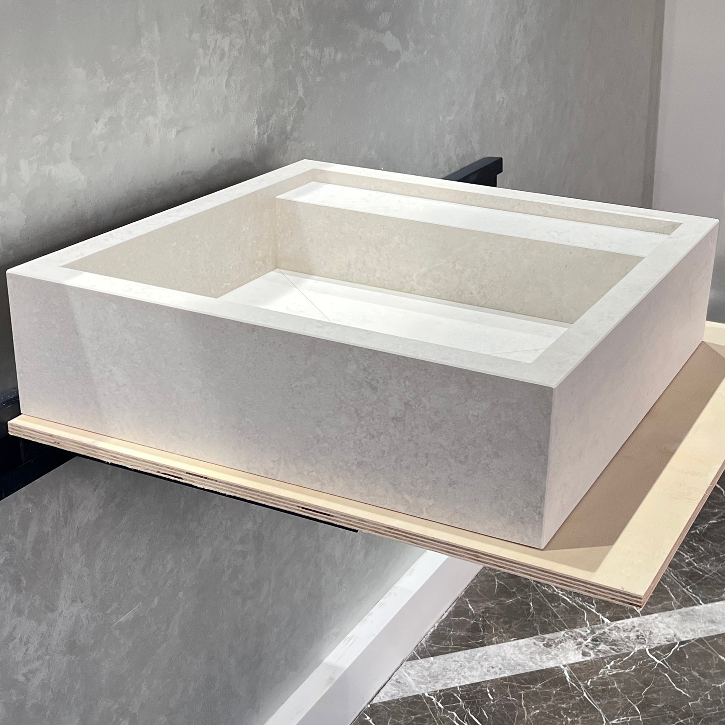 Handmade Infinity Chianca Di Ostuni Porcelain Sink: Marble Look, Custom Bathroom Vanity (ES-048)