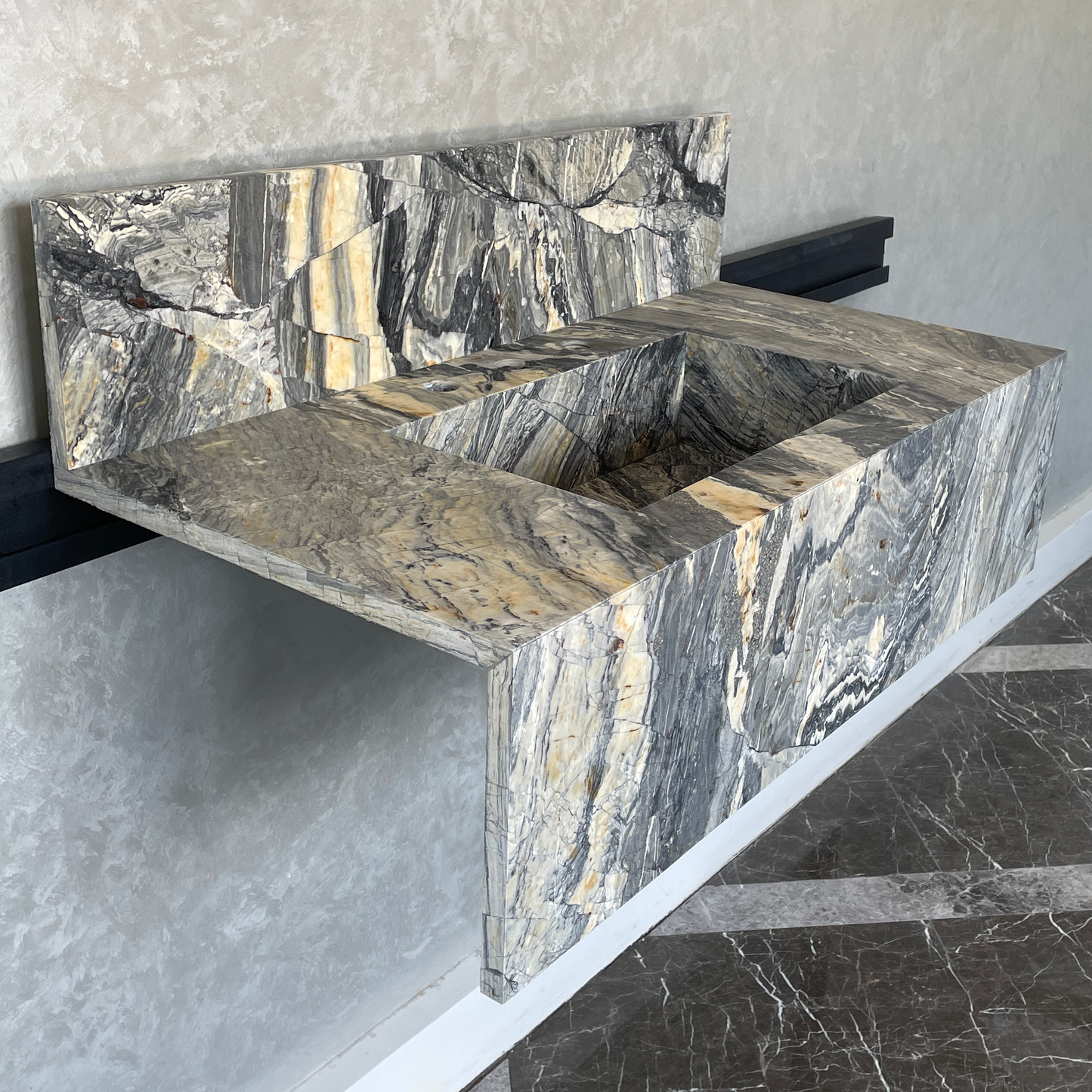 Handmade Vegas Blue Marble Sink: Custom Vanity Top (NS-073)