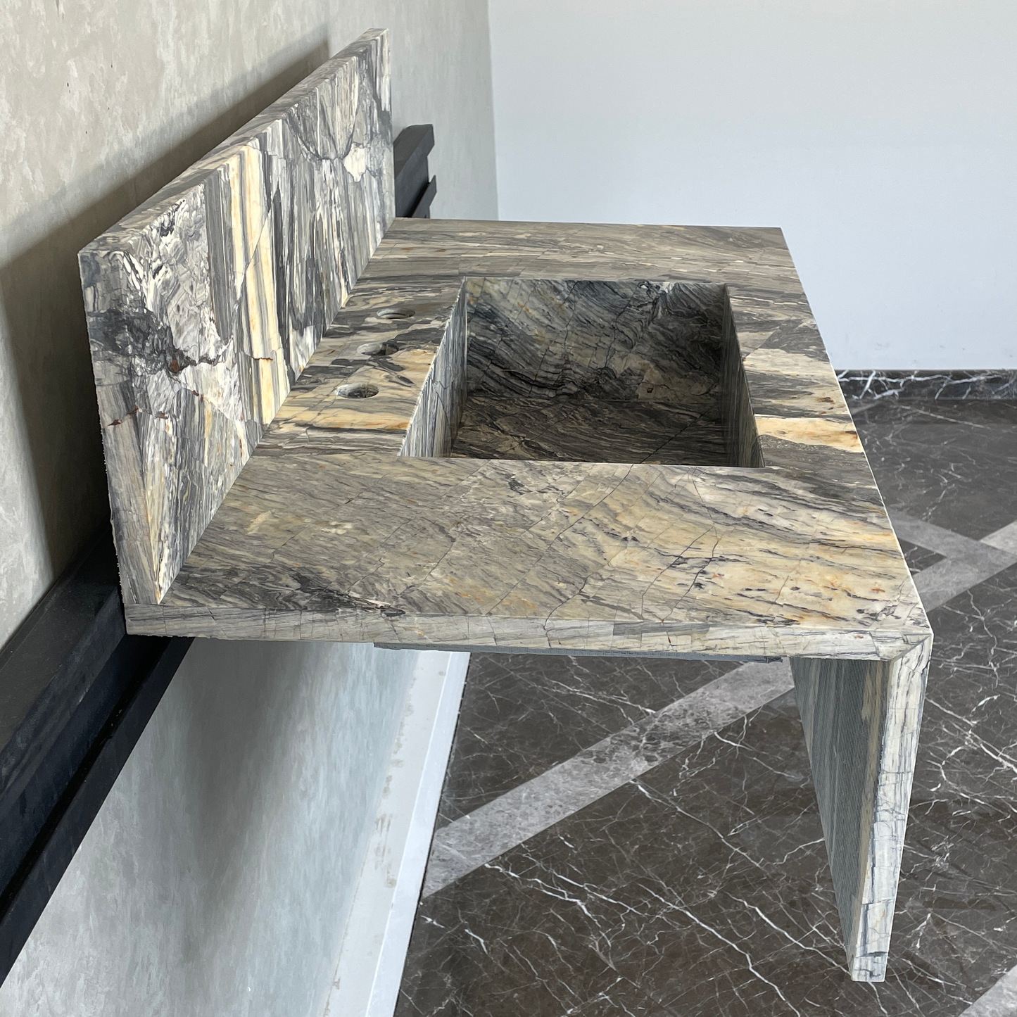 Handmade Vegas Blue Marble Sink: Custom Vanity Top (NS-073)