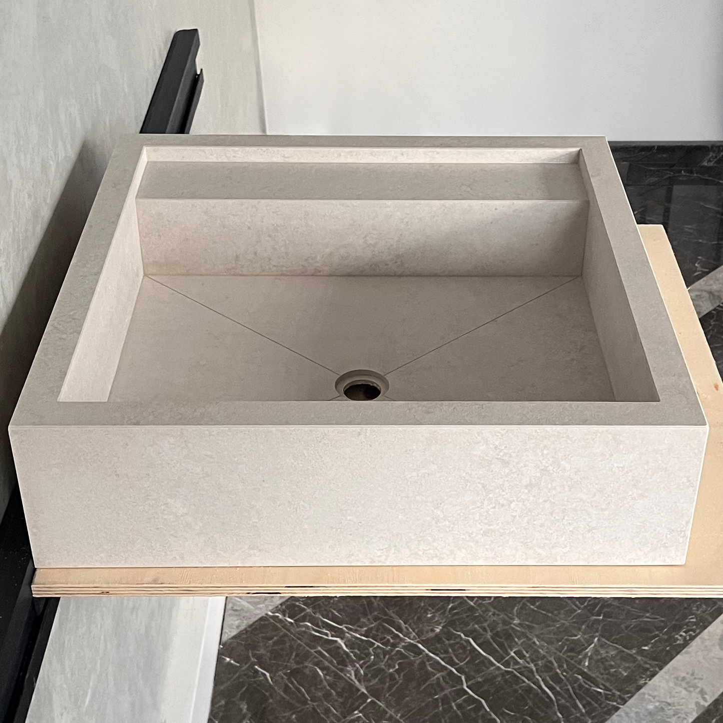 Handmade Infinity Chianca Di Ostuni Porcelain Sink: Marble Look, Custom Bathroom Vanity (ES-048)