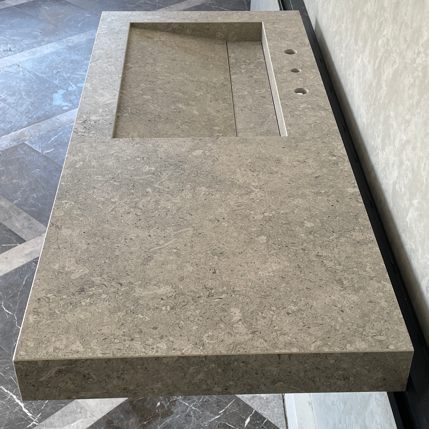 Handcrafted Custom Dekton Grigio Porcelain Bathroom Sink: Custom Vanity Top or Wall Mount (ES-043)
