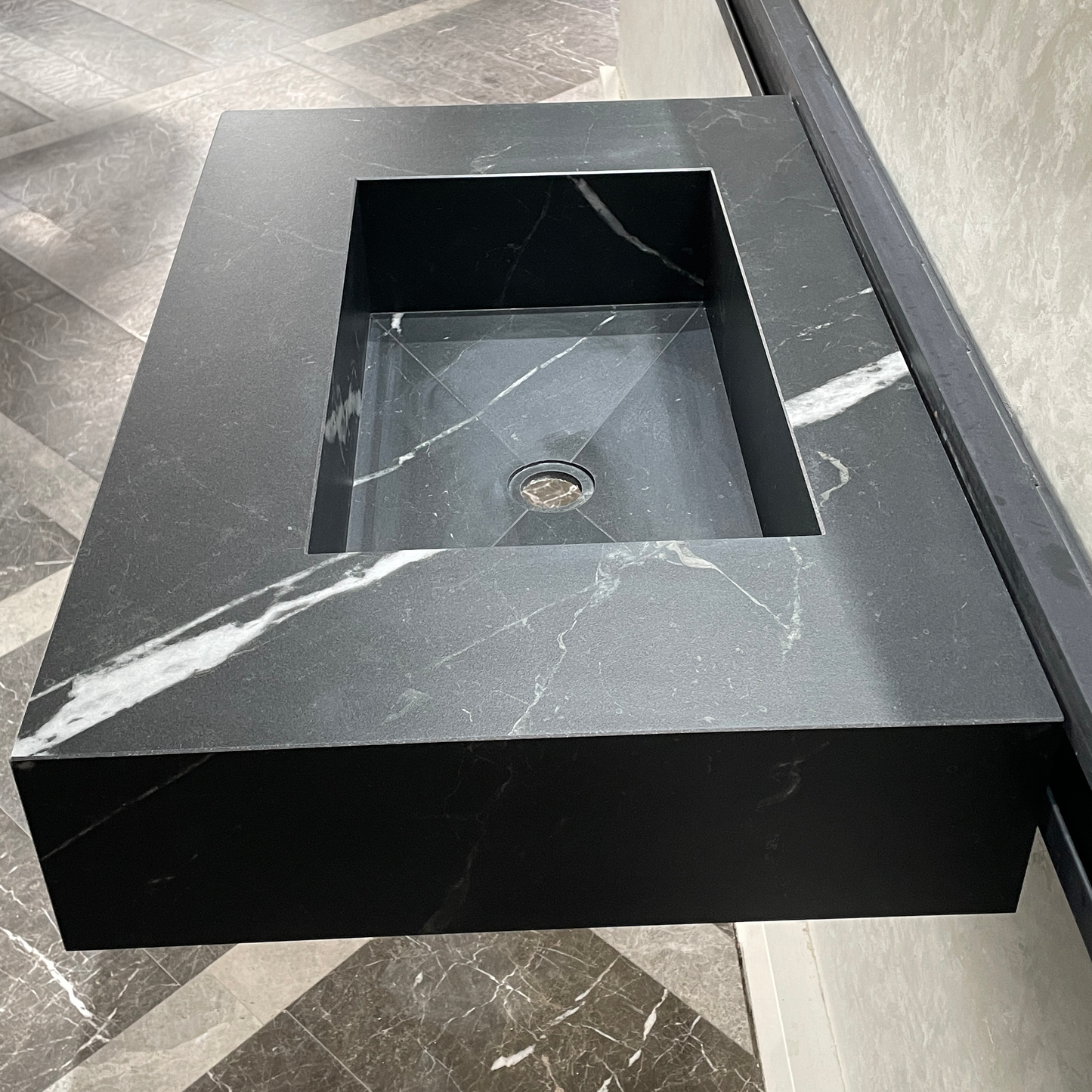Handmade Lamar Marquina Porcelain Sink: Customizable Modern Bathroom Basin (ES-052)