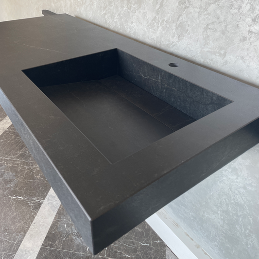 Handcrafted Custom Dekton Laos Porcelain Bathroom Sink: Custom Vanity Top or Wall Mount (ES-075)