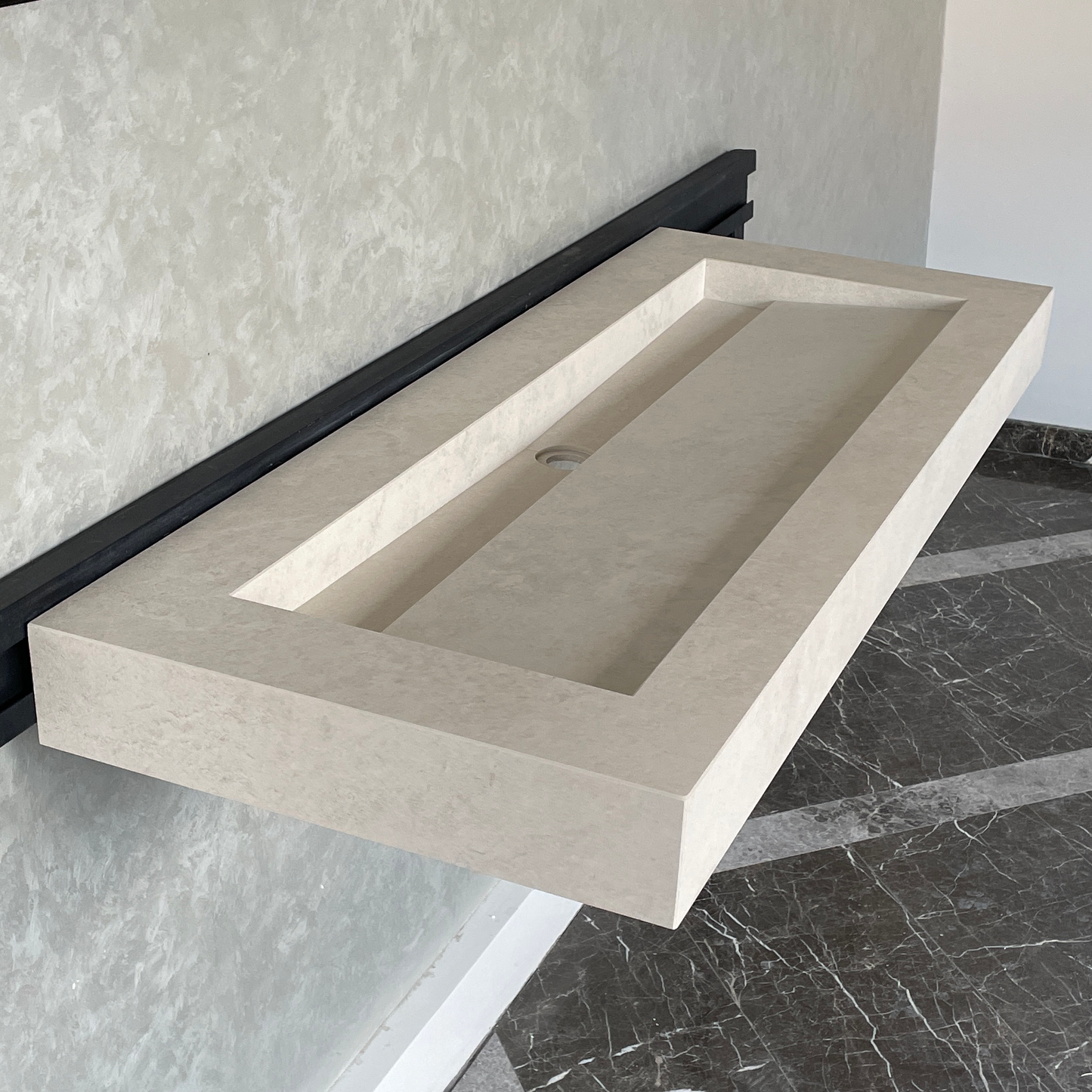 Handmade Infinity Chianca Di Ostuni Porcelain Sink: Marble Look, Custom Bathroom Vanity (ES-49)