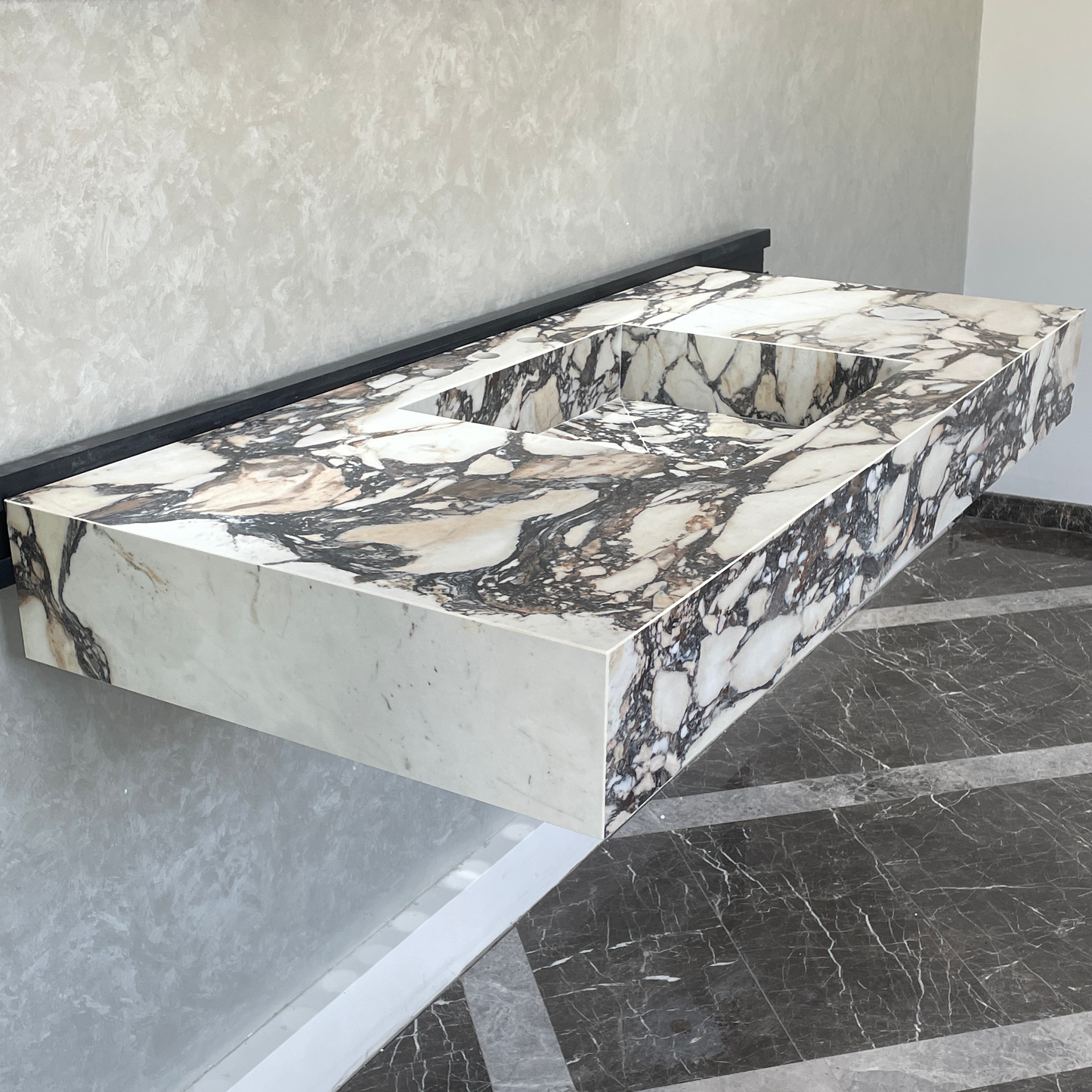 Handcrafted Calacatta Viola Porcelain Sink: Custom Vanity Top (ES-071)