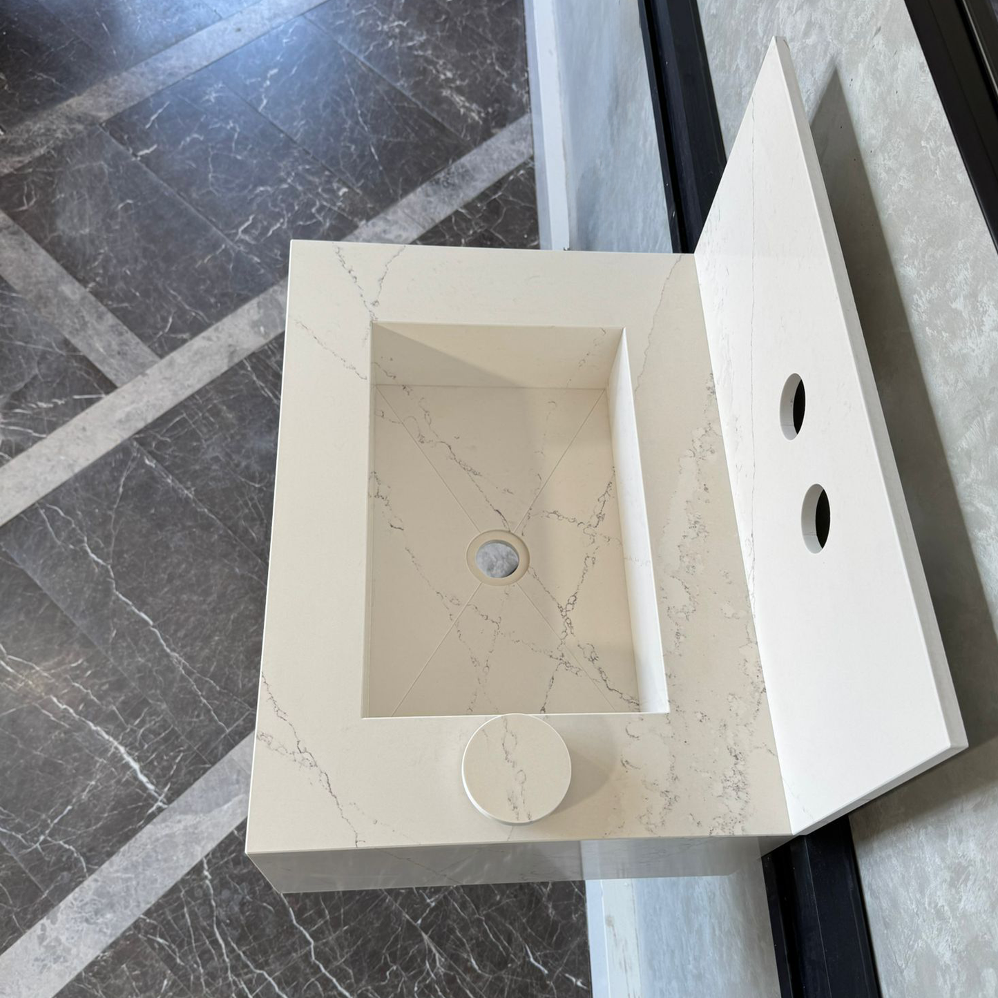 Custom Quartz Bathroom Sink – Handmade Quartz Vessel Sink, Integrated Quartz Countertop Sink, Modern Quartz Vanity Sink