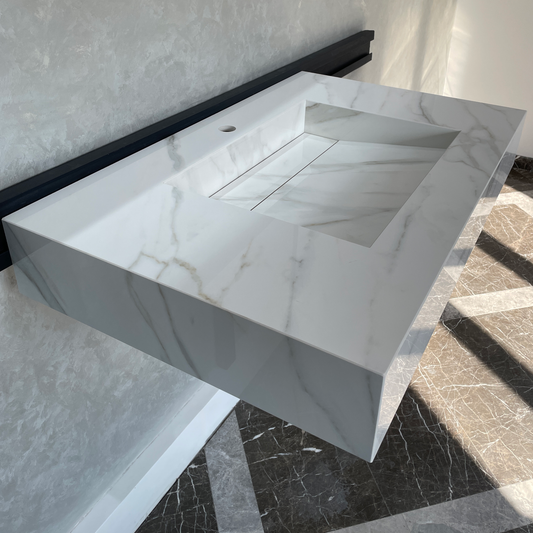Handcrafted Custom Infinity Defense Porcelain Bathroom Sink: Custom Vanity Top or Wall Mount (ES-050)