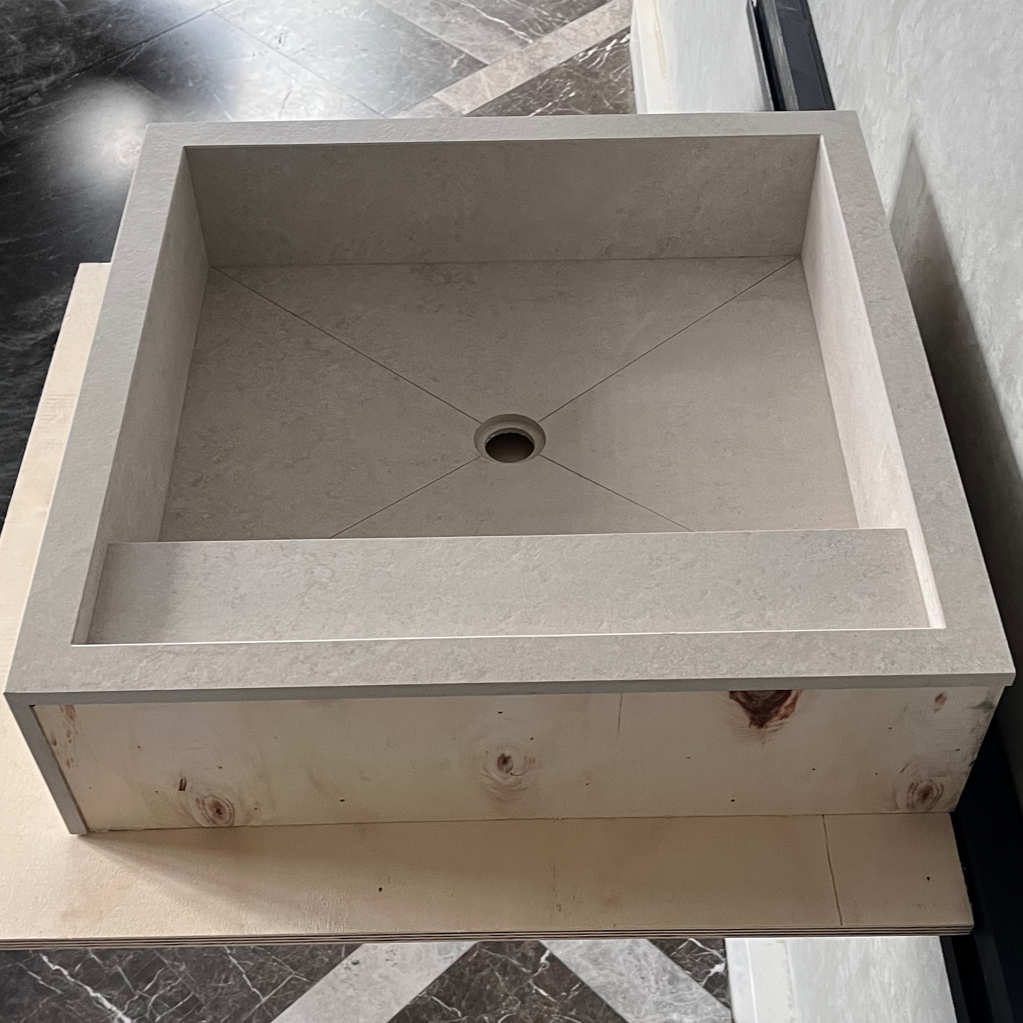 Handmade Infinity Chianca Di Ostuni Porcelain Sink: Marble Look, Custom Bathroom Vanity (ES-048)