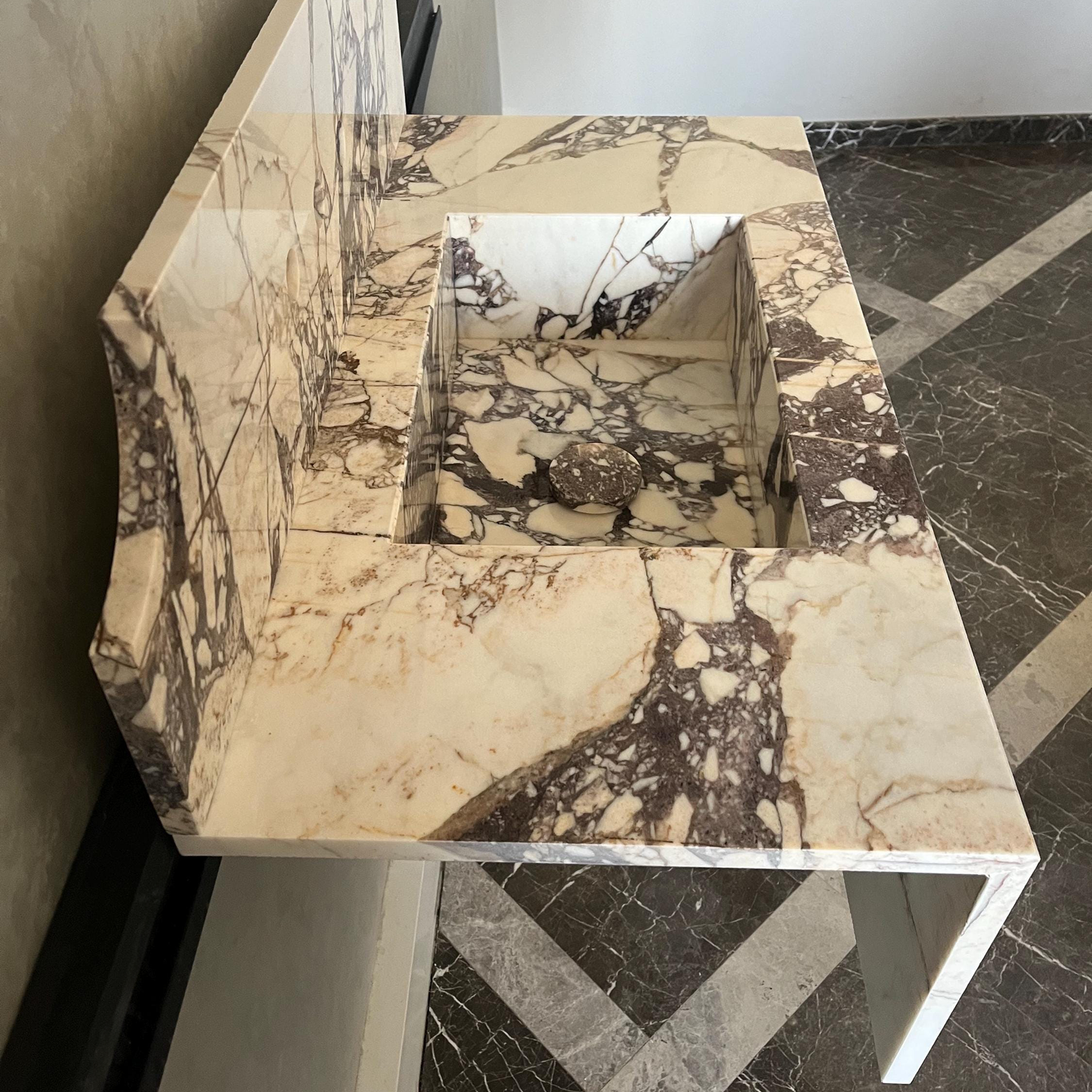Handmade Calacatta Viola Marble Sink: Custom Natural Stone Bathroom Vanity (NS-055)