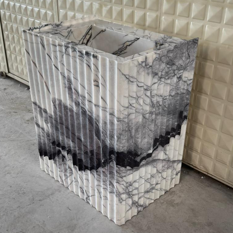READY TO SHIP! Handcrafted Lilac Marble Pedestal Sink, Free-Standing Bathroom Vanity (NS-220)