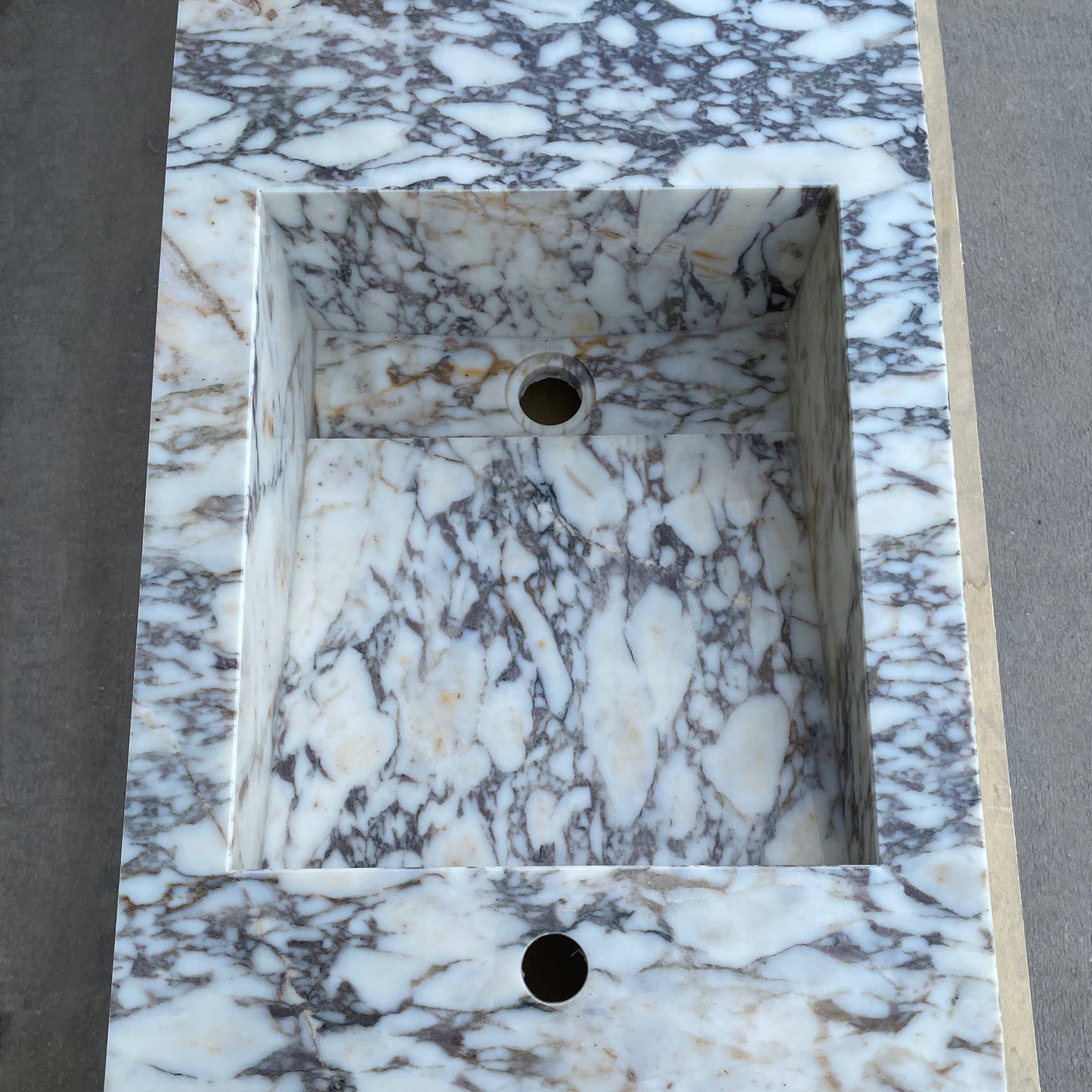 Handmade Calacatta Viola Marble Sink: Custom Vanity Top (NS-145)