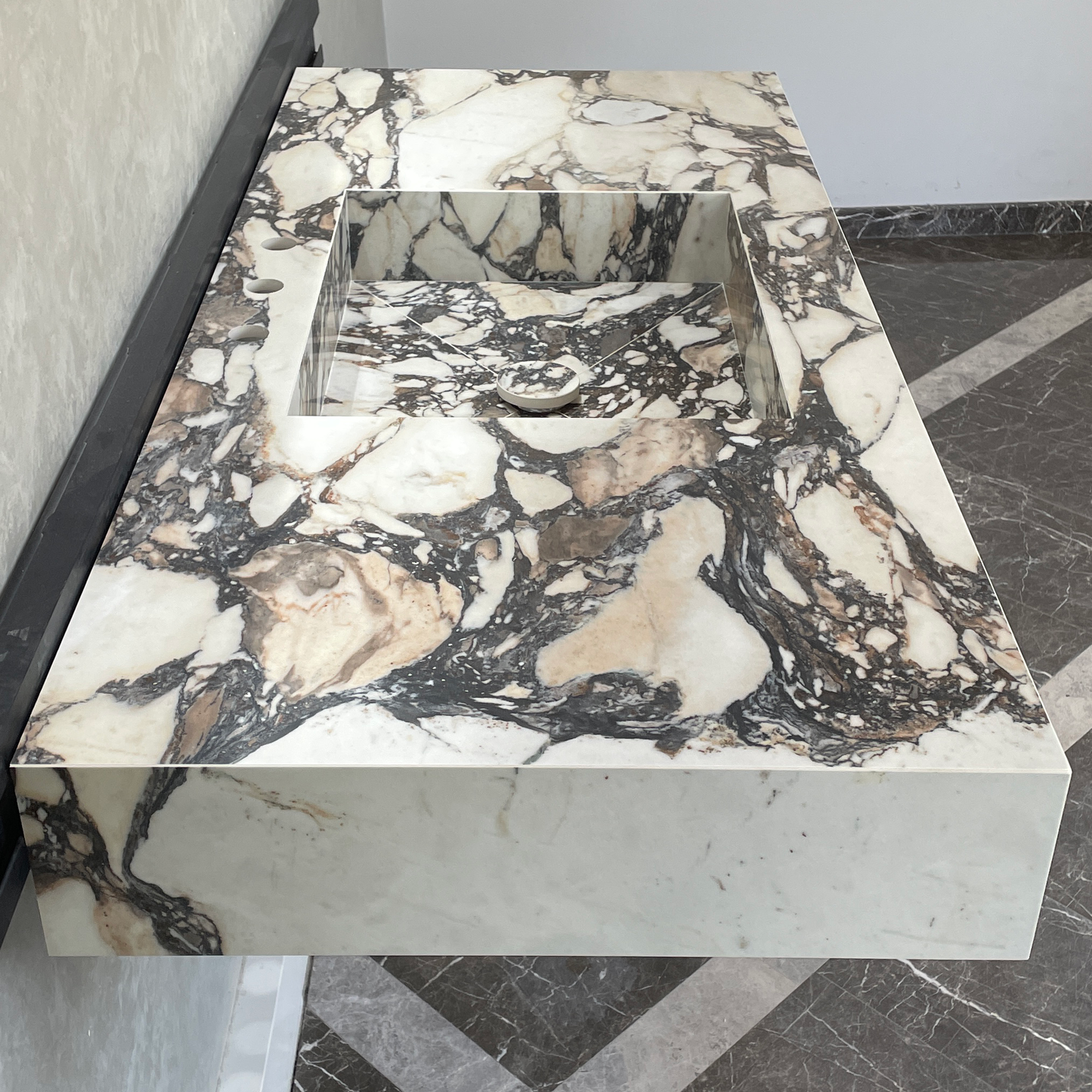 Handcrafted Calacatta Viola Porcelain Sink: Custom Vanity Top (ES-071)