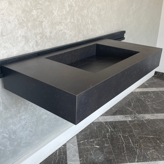 Handcrafted Custom Dekton Kelya Porcelain Bathroom Sink: Custom Vanity Top or Wall Mount (ES-075)