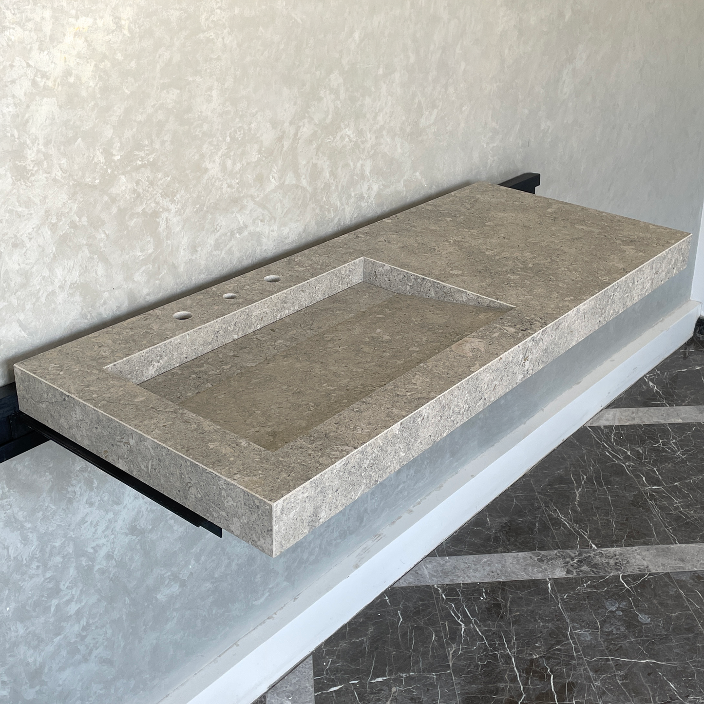 Handcrafted Custom Dekton Grigio Porcelain Bathroom Sink: Custom Vanity Top or Wall Mount (ES-043)