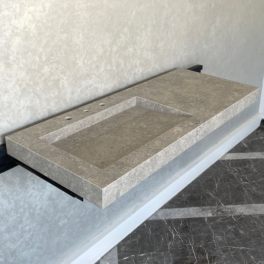 Handcrafted Custom Dekton Grigio Porcelain Bathroom Sink: Custom Vanity Top or Wall Mount (ES-043)