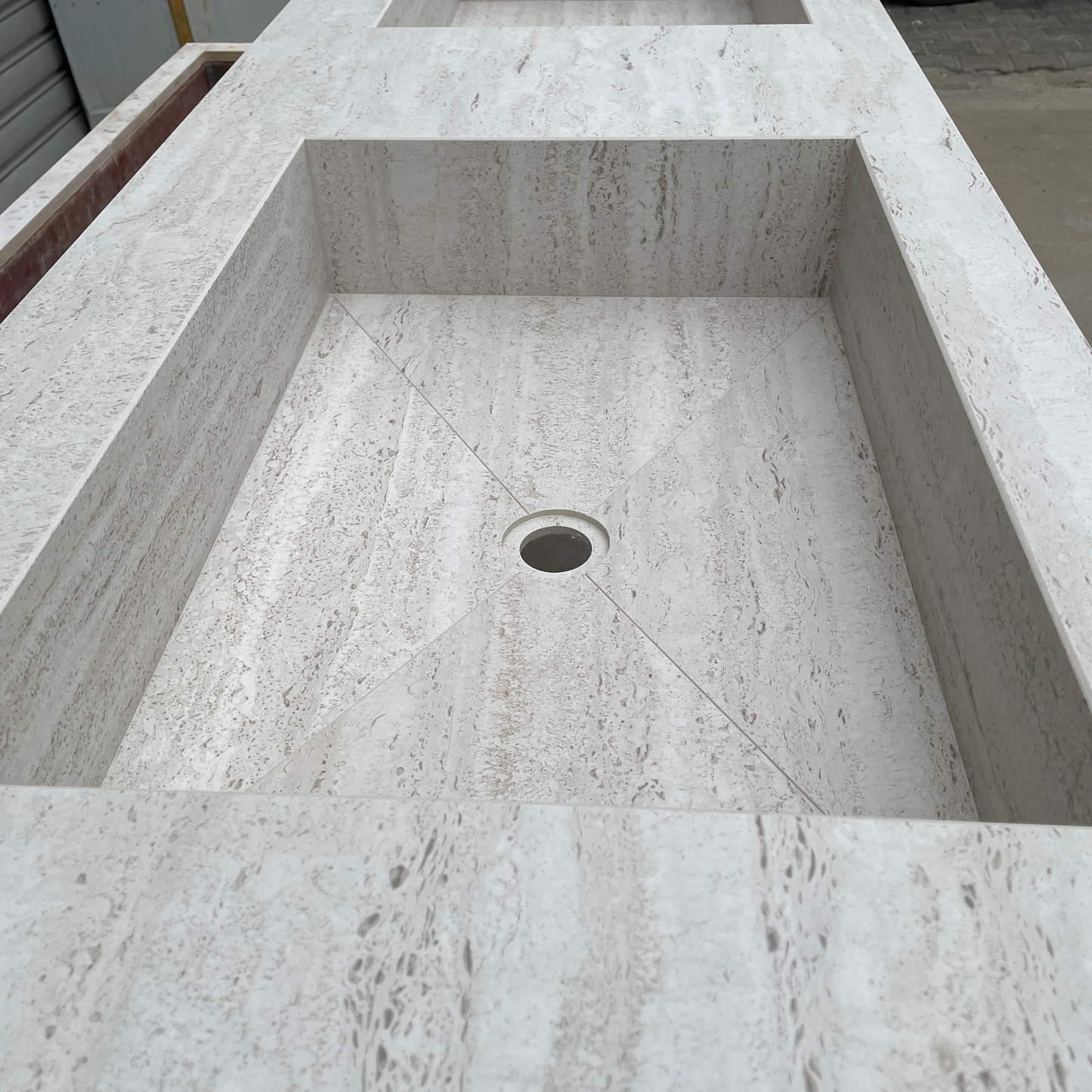 Handmade Dekton Marmorio Porcelain Sink: Travertine Look Porcelain, Custom Bathroom Vanity (ES-100)