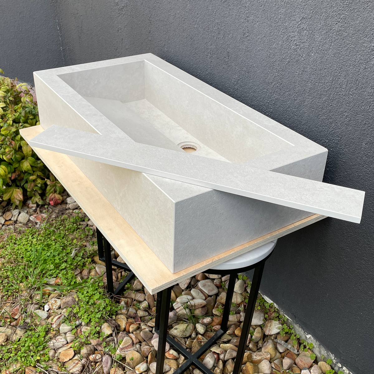 Handmade Infinity Chianca Di Ostuni Porcelain Sink: Marble Look, Custom Bathroom Vanity (ES-047)