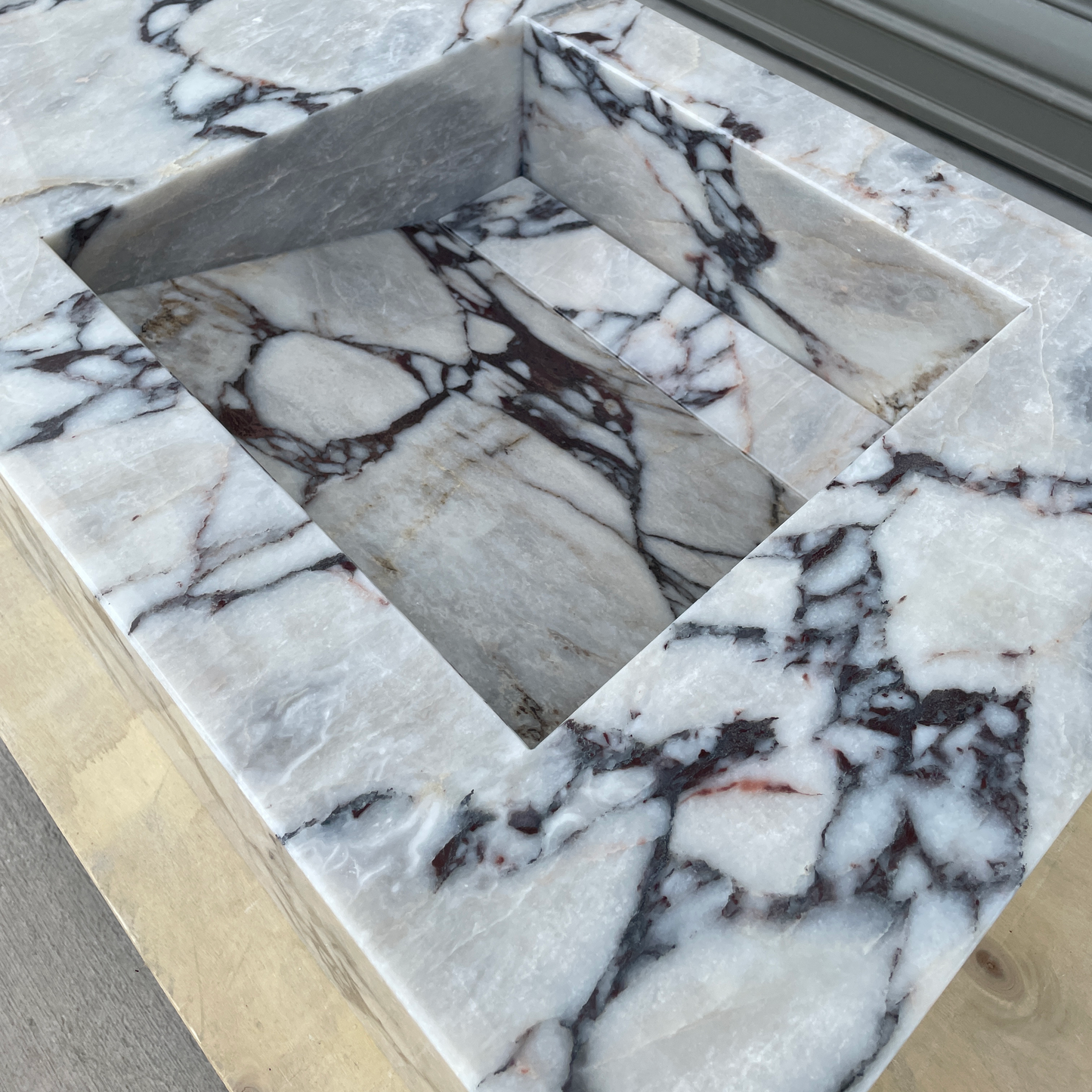 Handcrafted Calacatta Viola Marble Double Sink: Custom Bathroom Vanity (NS-150)