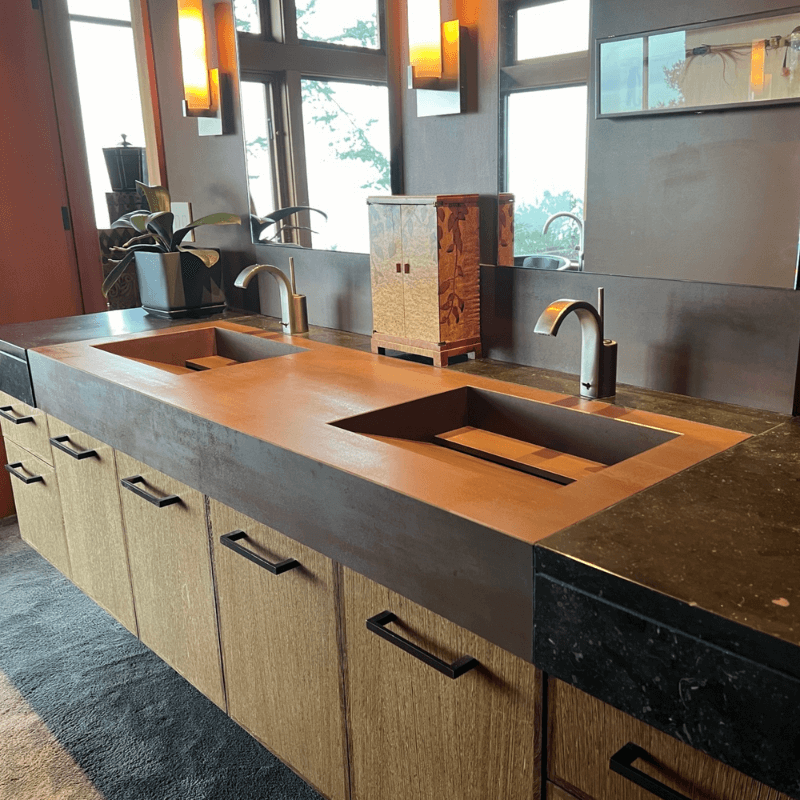 CUSTOM INFINITY – METAL CORTEN ENGINEERED PORCELAIN DOUBLE SINK