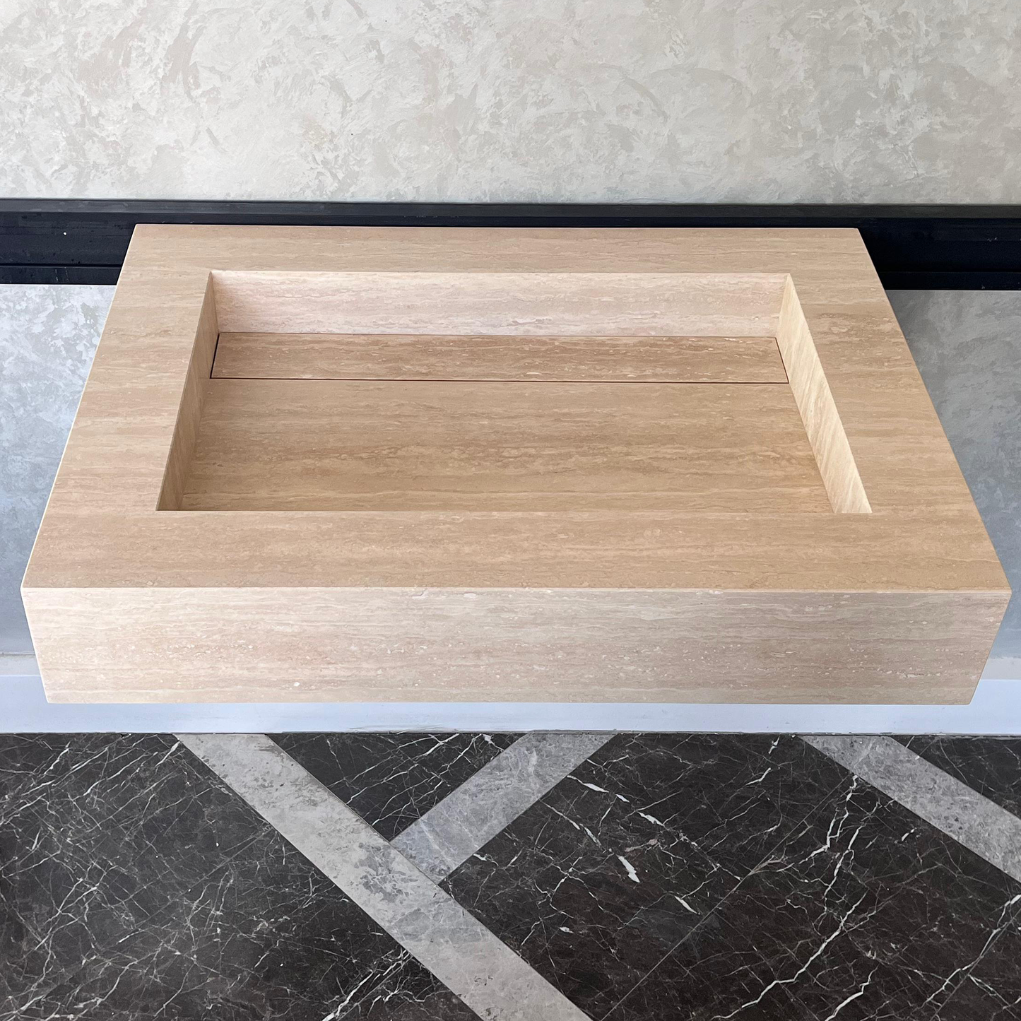 Custom Travertine Sink, Handmade Custom Beige Travertine Sink, Vein Cut Travertine Vanity (TR-66) ( Top Sink, Sink For Bathroom, Marble Vessel Sink