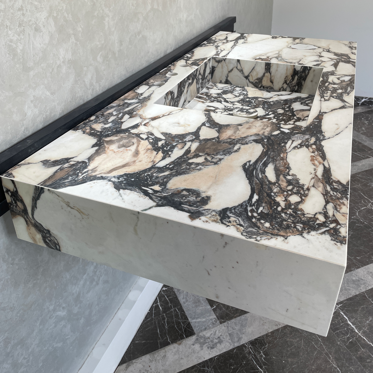 Handcrafted Calacatta Viola Porcelain Sink: Custom Vanity Top (ES-071)