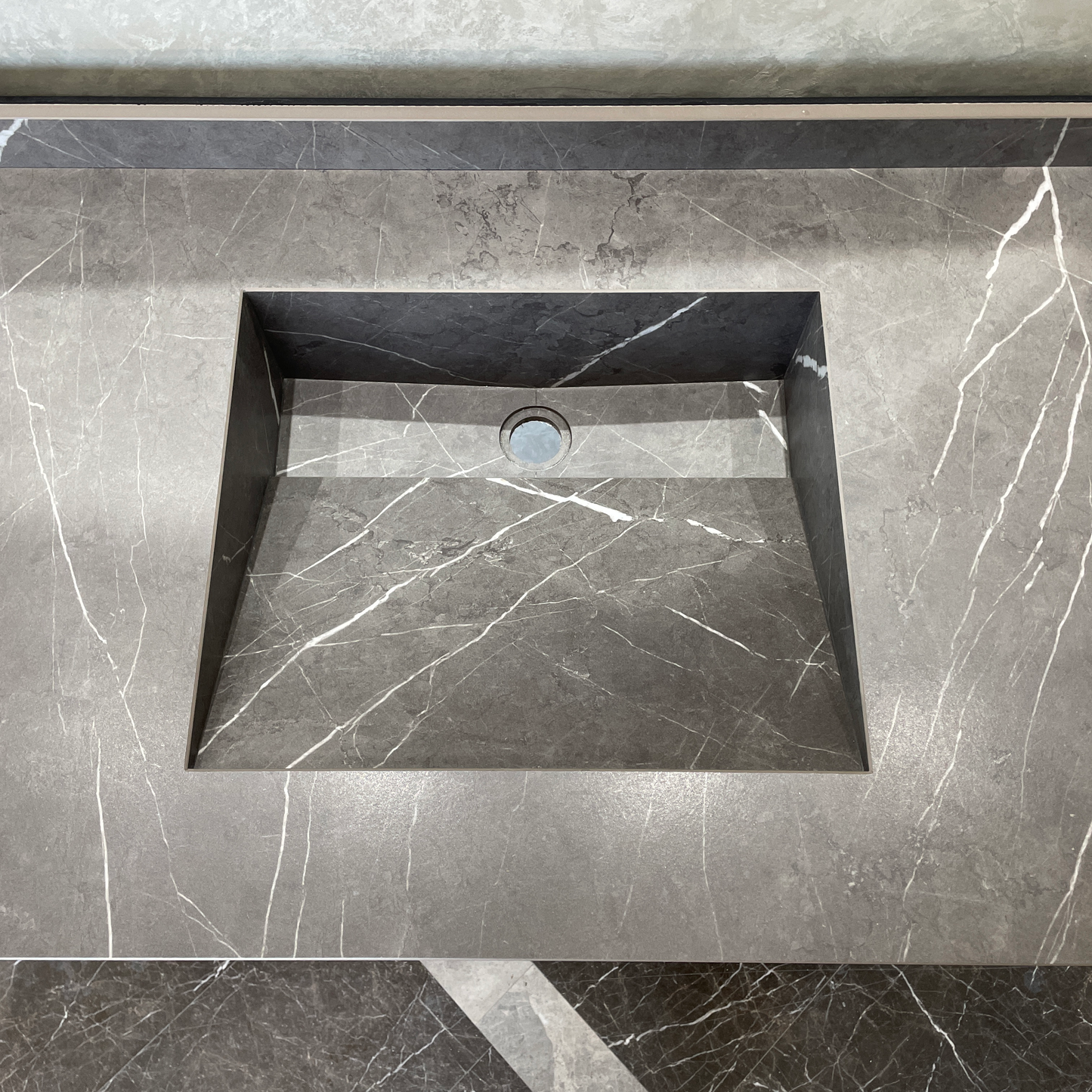 Handcrafted Custom Infinity Pietra Grey Porcelain Bathroom Sink: Custom Vanity Top or Wall Mount (ES-053)