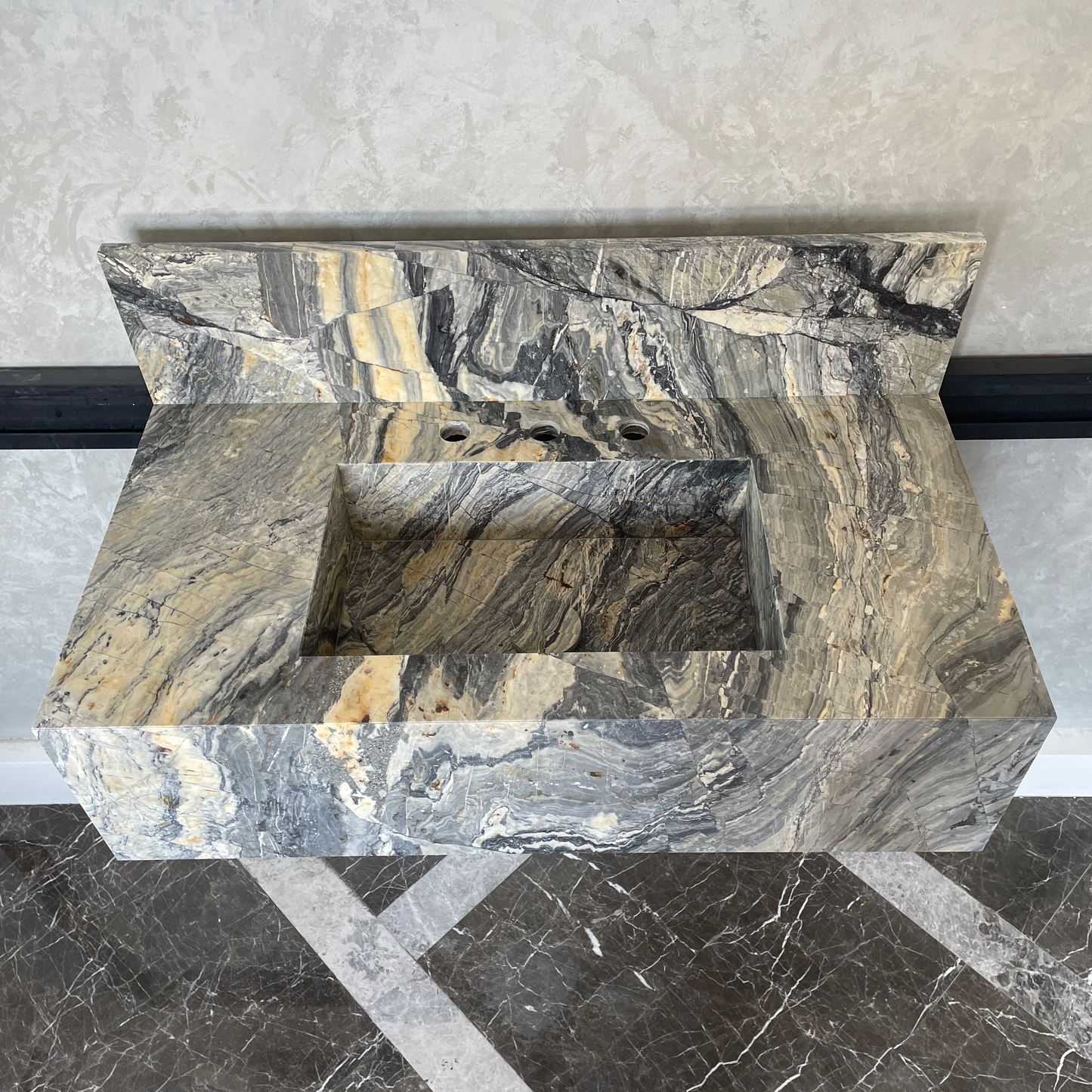 Handmade Vegas Blue Marble Sink: Custom Vanity Top (NS-073)