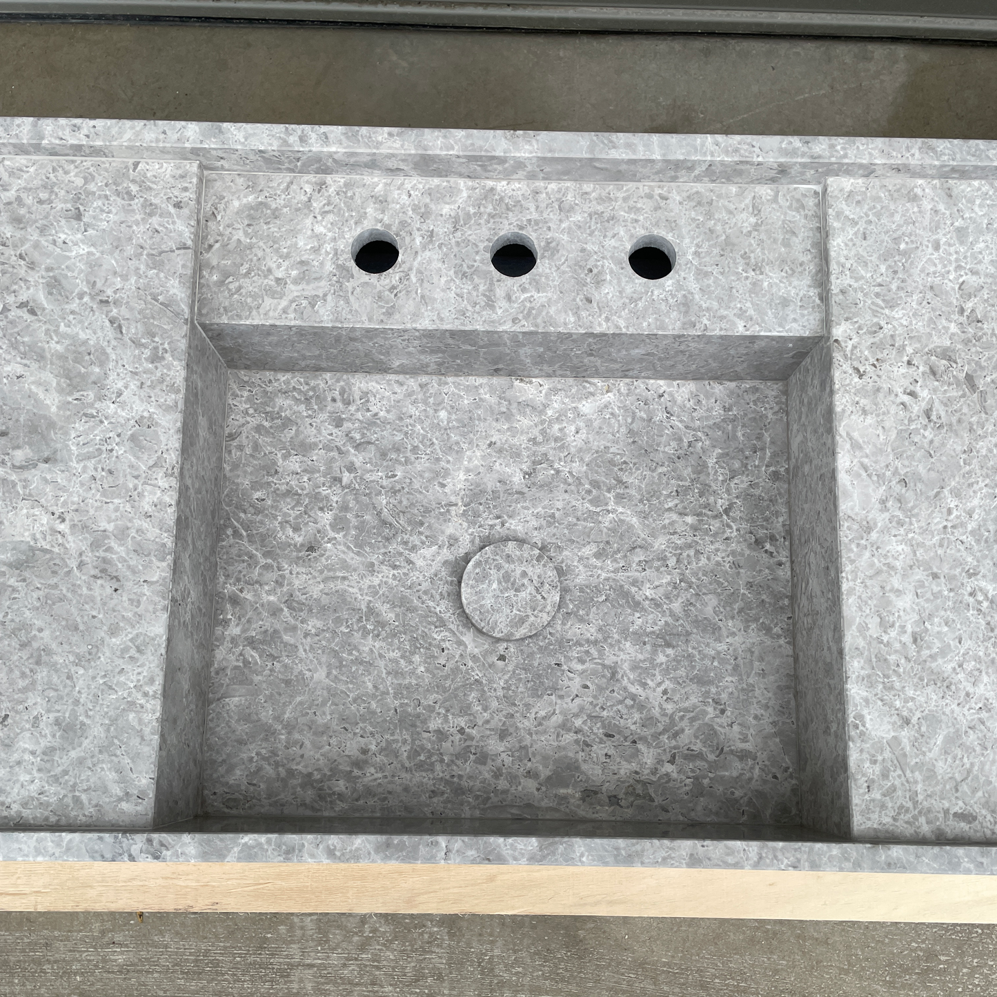 Handmade Tundra Grey Marble Double Sink: Custom Vanity Top (NS-136)