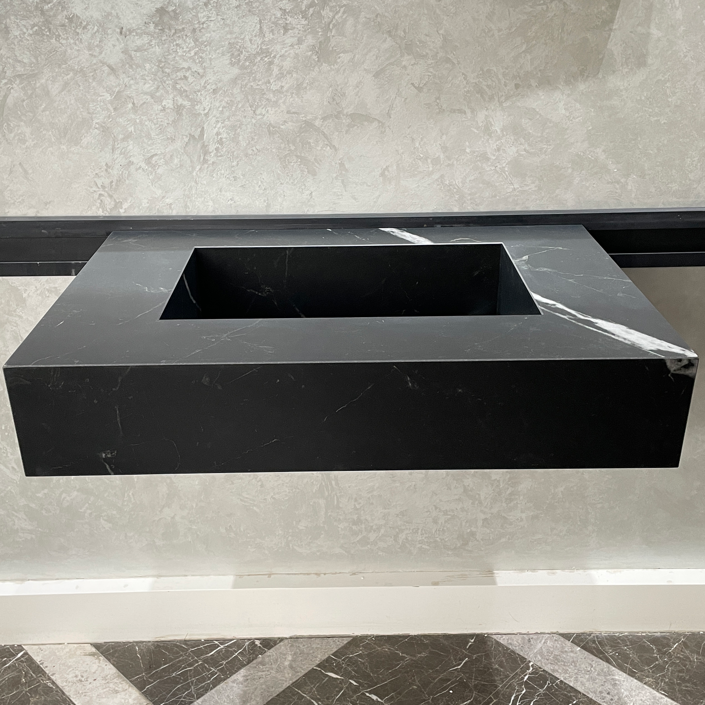 Handmade Lamar Marquina Porcelain Sink: Customizable Modern Bathroom Basin (ES-052)