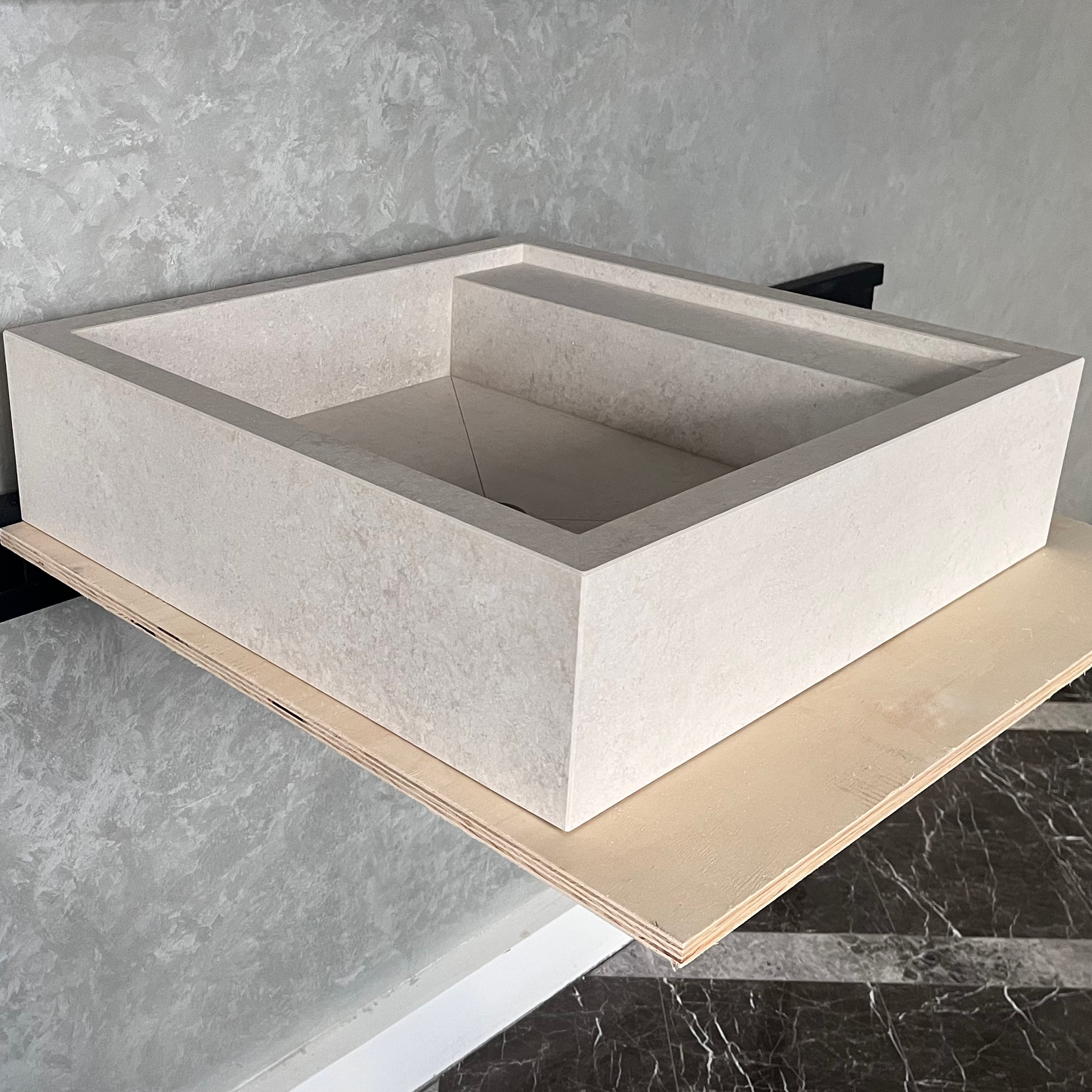 Handmade Infinity Chianca Di Ostuni Porcelain Sink: Marble Look, Custom Bathroom Vanity (ES-048)