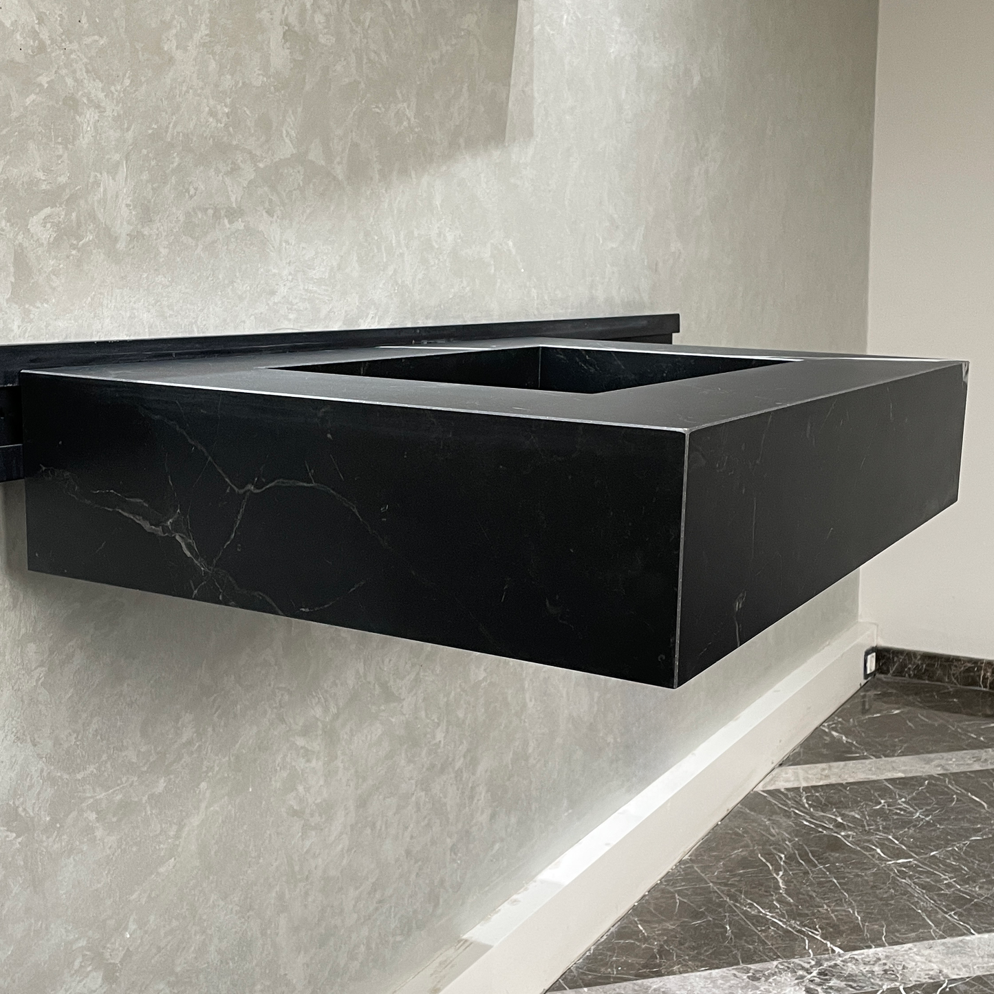 Handmade Lamar Marquina Porcelain Sink: Customizable Modern Bathroom Basin (ES-052)