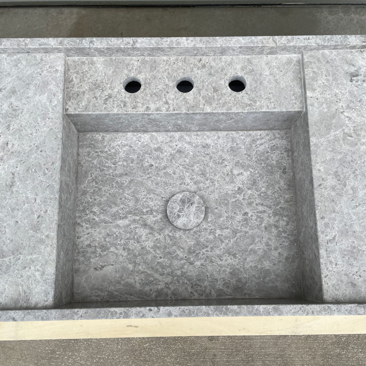 Handmade Tundra Grey Marble Double Sink: Custom Vanity Top (NS-136)