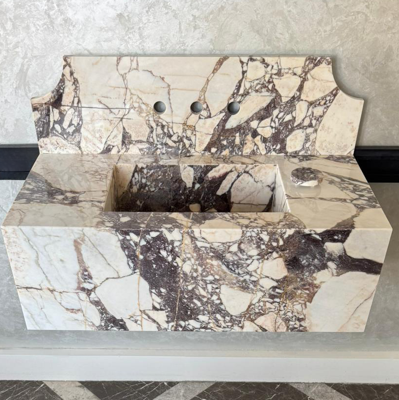 Handmade Calacatta Viola Marble Sink: Custom Natural Stone Bathroom Vanity (NS-055)